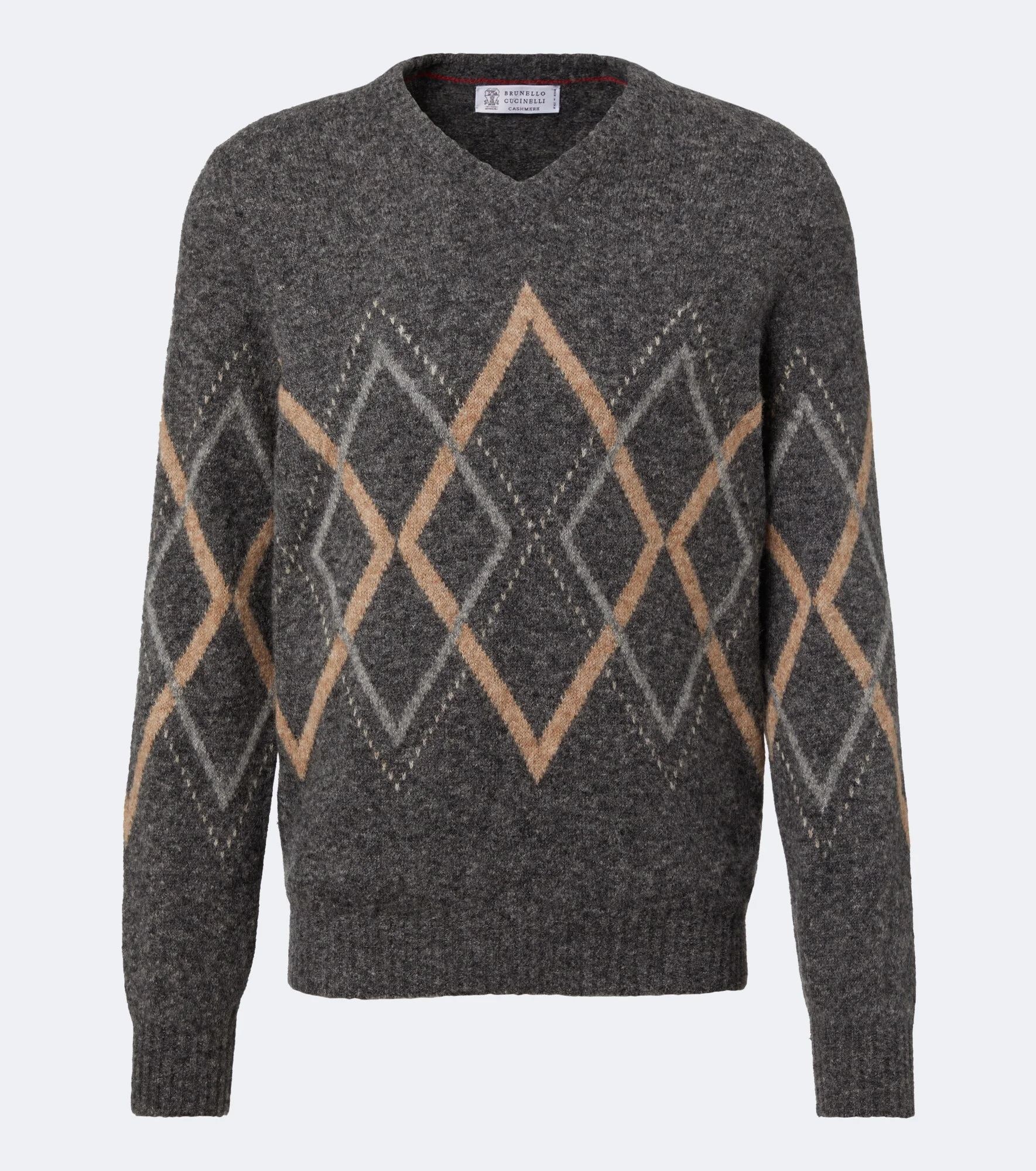 Argyle alpaca, cashmere, and wool-blend sweater - 1