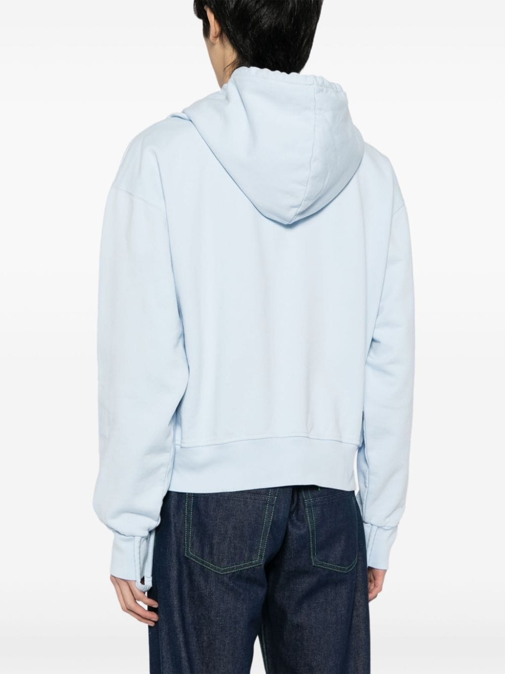 logo-embroidered two-way zip hoodie - 4