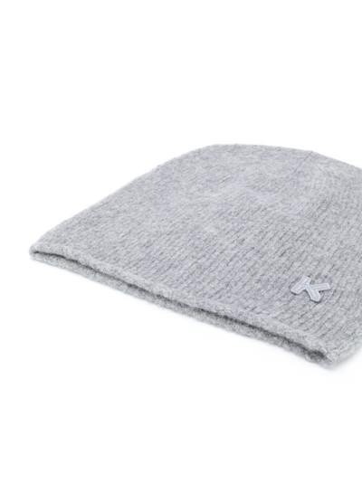 KENZO K-logo patch cashmere beanie outlook