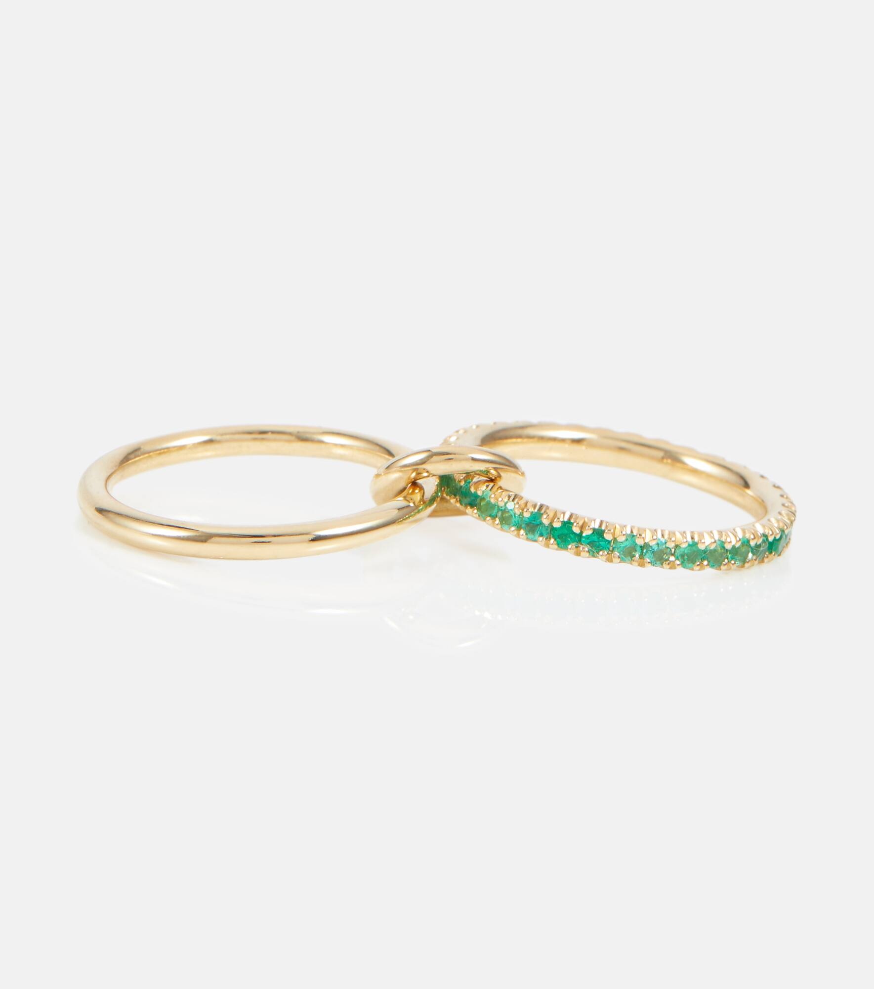 Marigold 18kt yellow gold ring with emeralds - 4