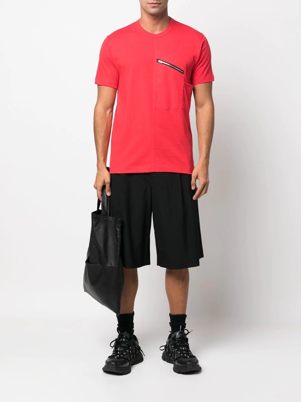 panelled zip-pocket T-shirt - 2