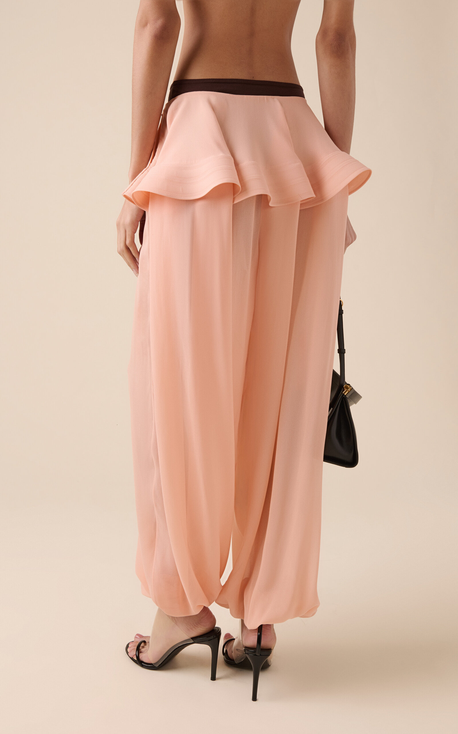 Georgette Tapered Peplum Pants pink - 4