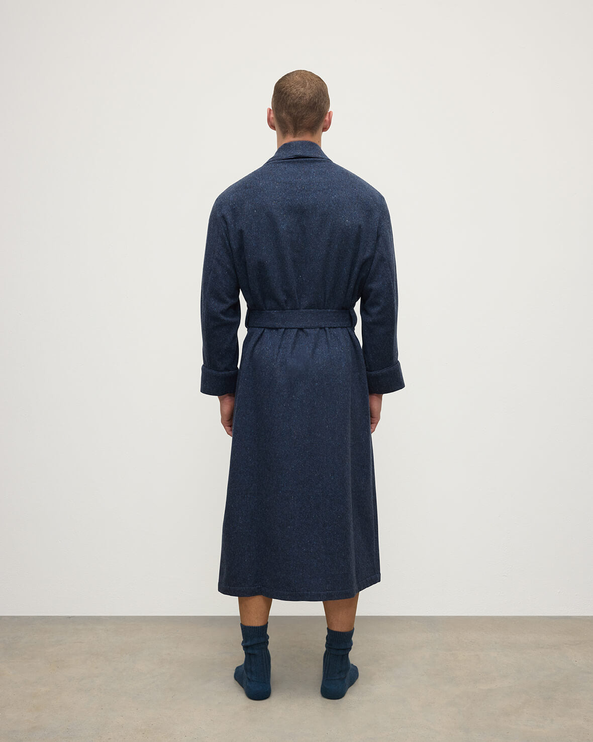 Donegal Cashmere Navy Dressing Gown - 4