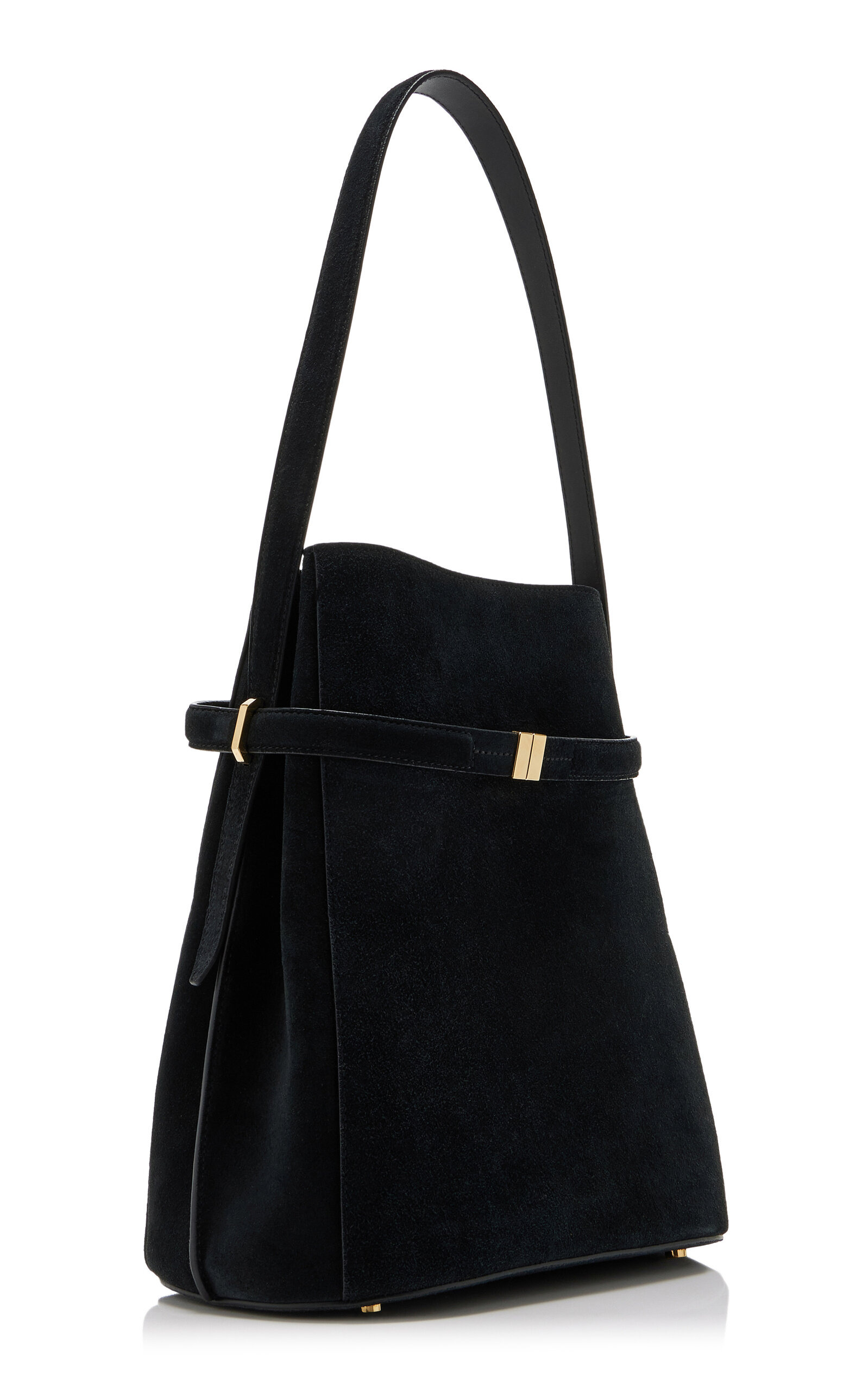 Belted Suede Bucket Bag black - 3