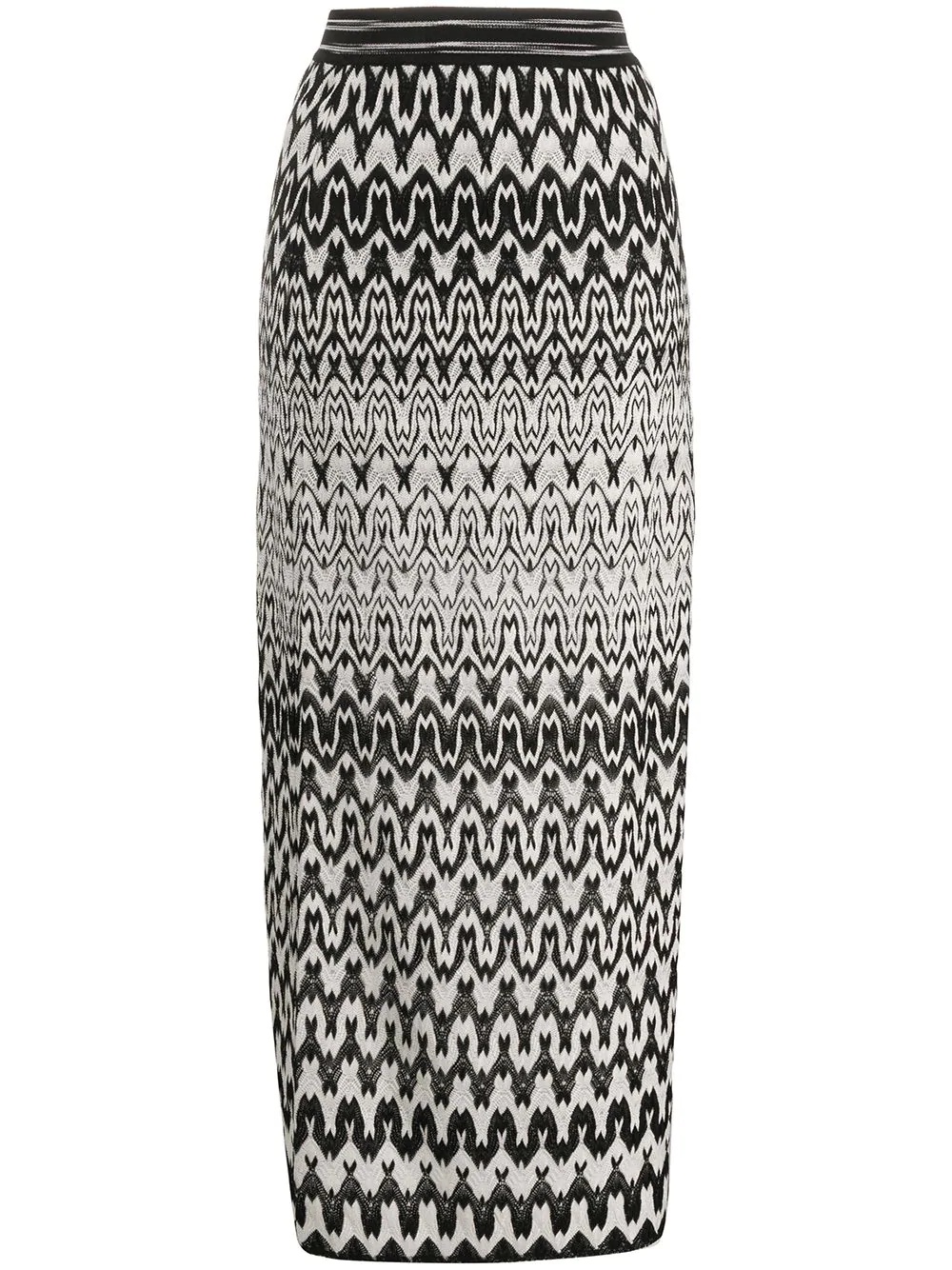 high waisted geometric knit skirt - 1