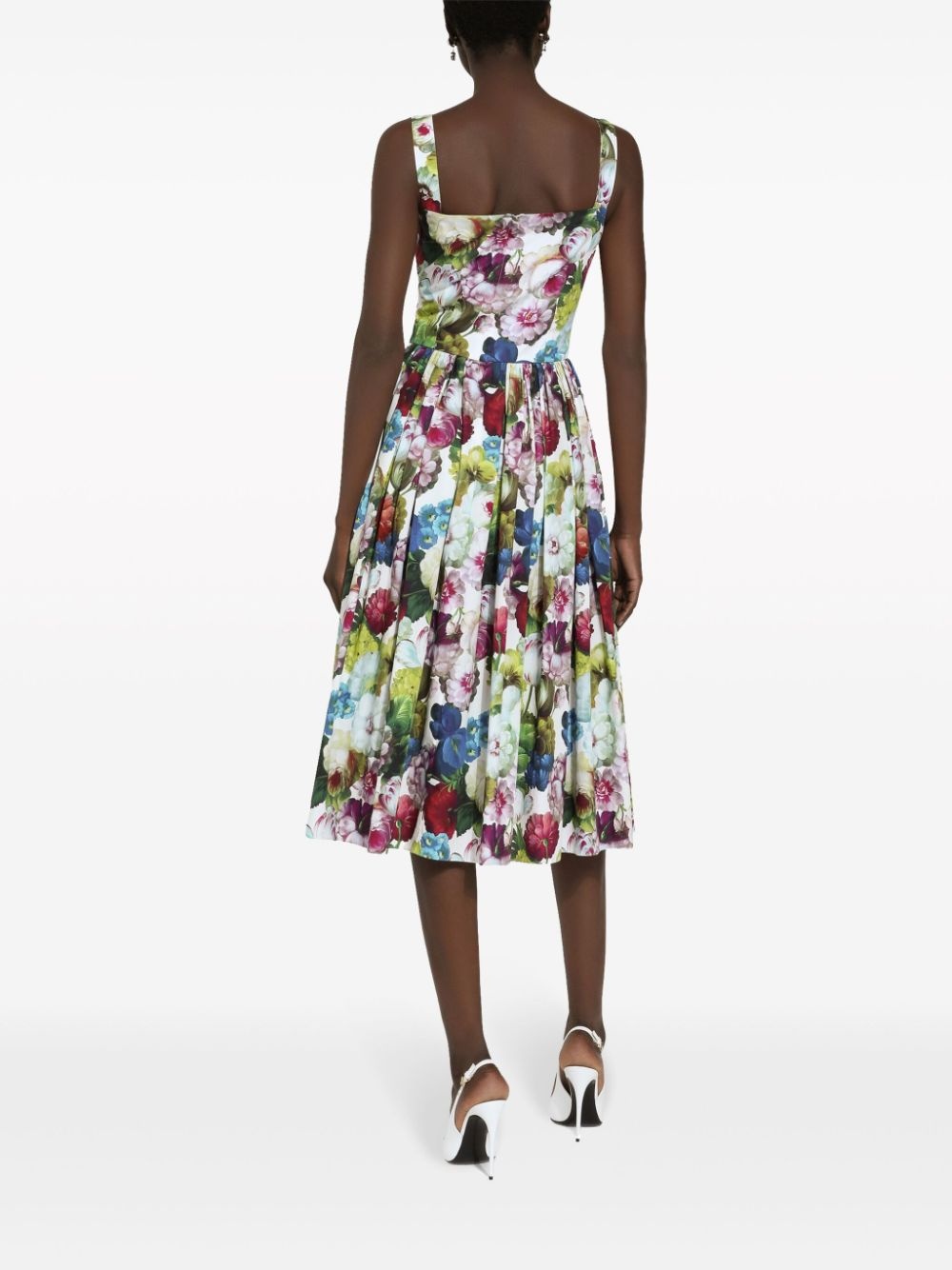 floral-print cotton midi dress - 4