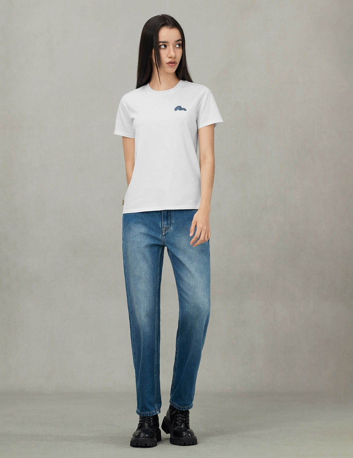 Deconstructed Denim Applique Embroidery Regular Fit T-Shirt - 3