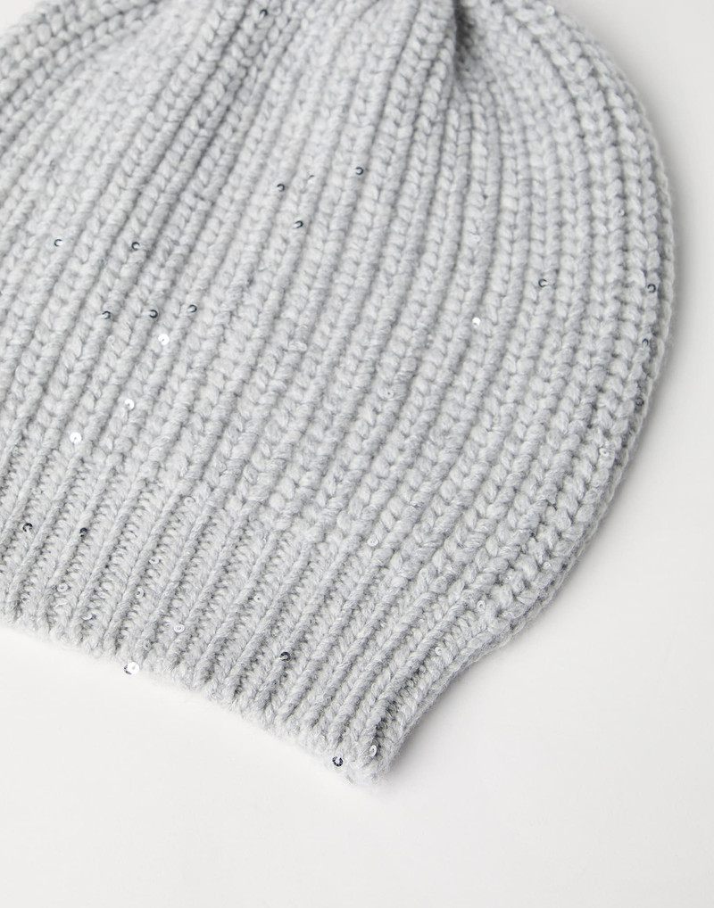 Brunello Cucinelli Cashmere and silk Diamond yarn knit beanie outlook