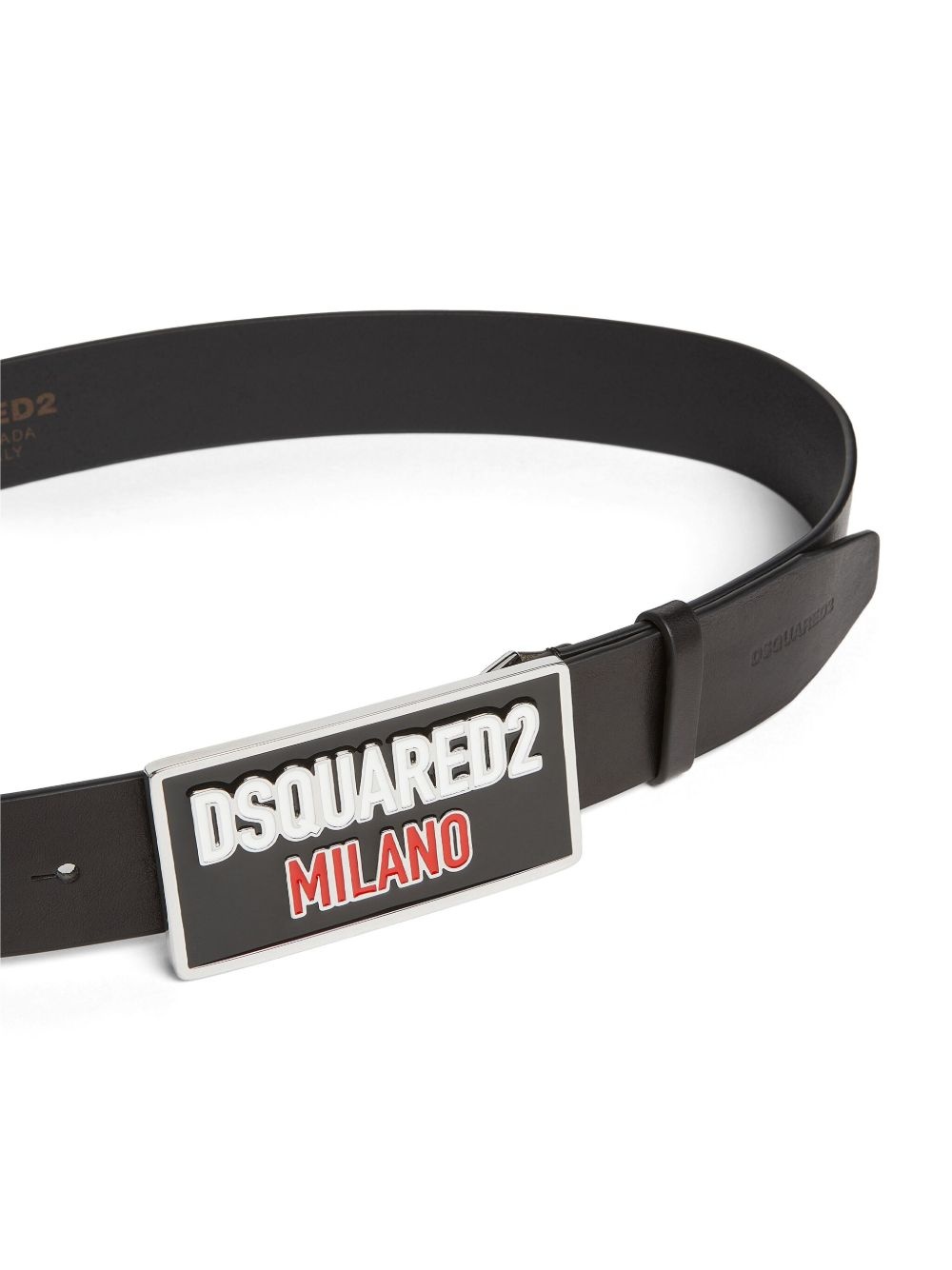 logo-plaque leather belt - 3