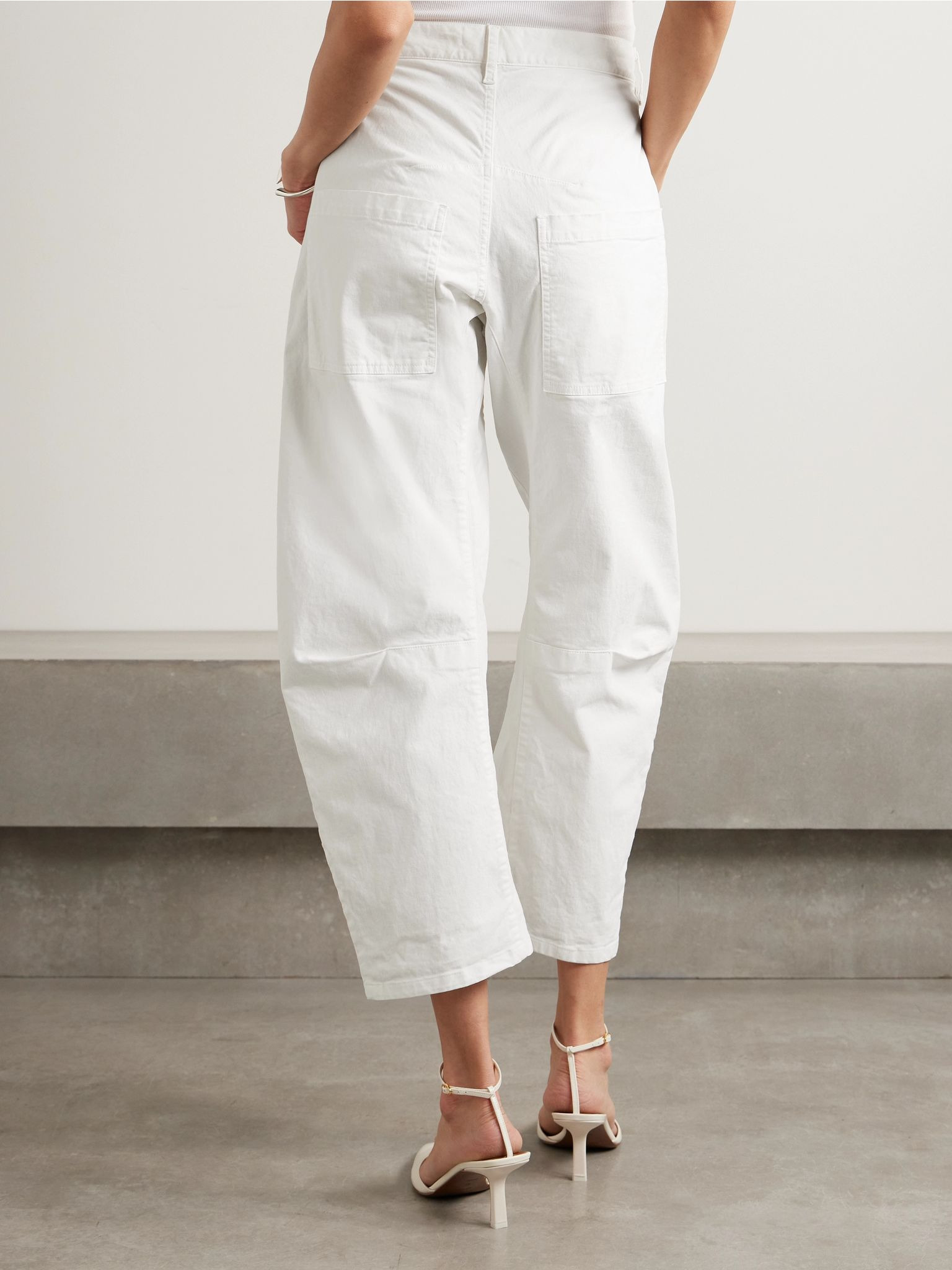 Shon cotton-blend twill tapered pants White - 4