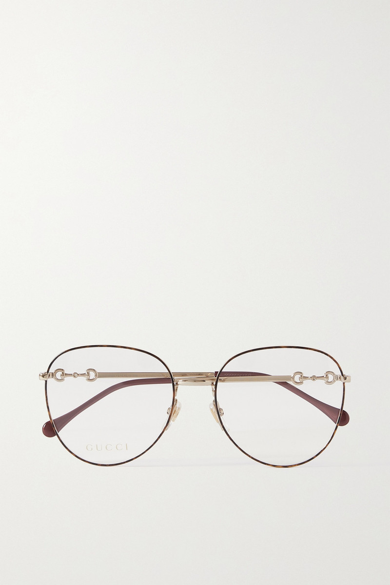Round-frame gold-tone and tortoiseshell acetate optical glasses 1