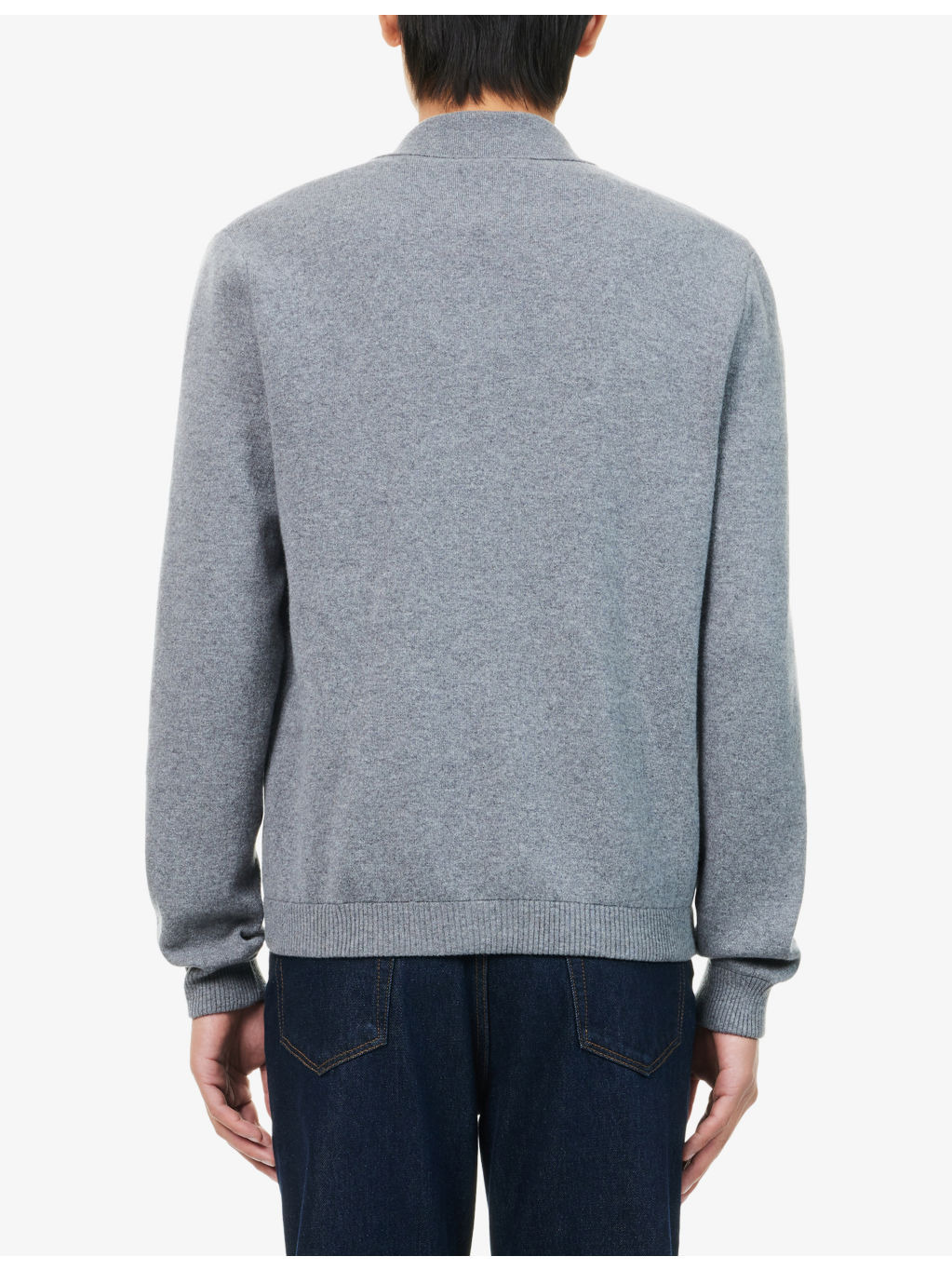 Patch-Pocket Long-Sleeve Wool-Cashmere Blend Cardigan - 4