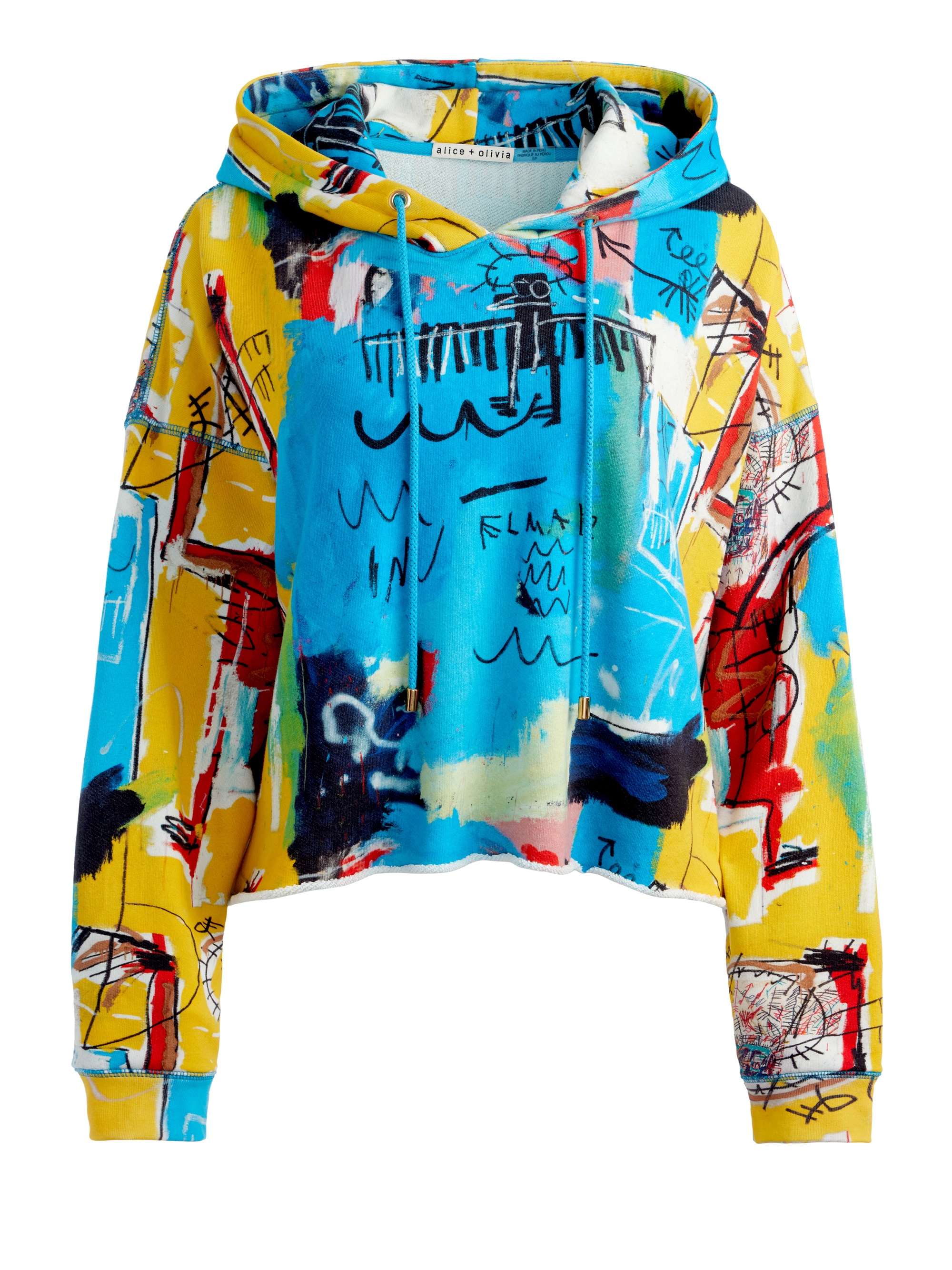 Alice + Olivia A+O X BASQUIAT SUNNY CROPPED HOODIE | REVERSIBLE
