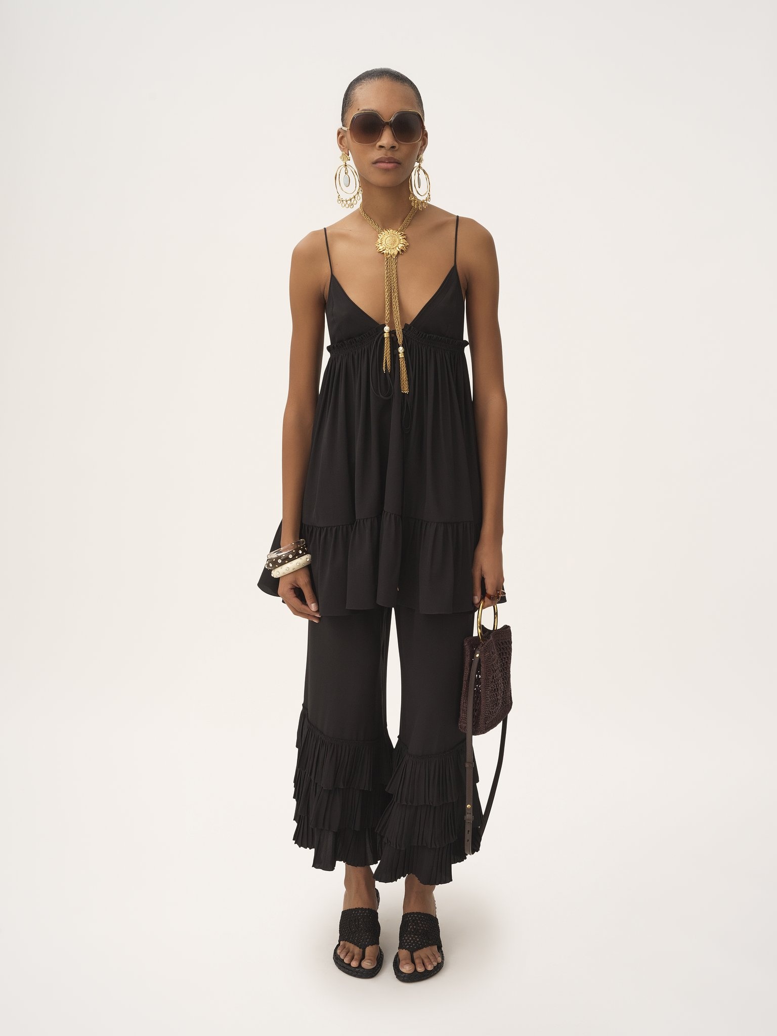 FLUID WIDE-LEG PANTS IN CRÊPE DE CHINE - 3