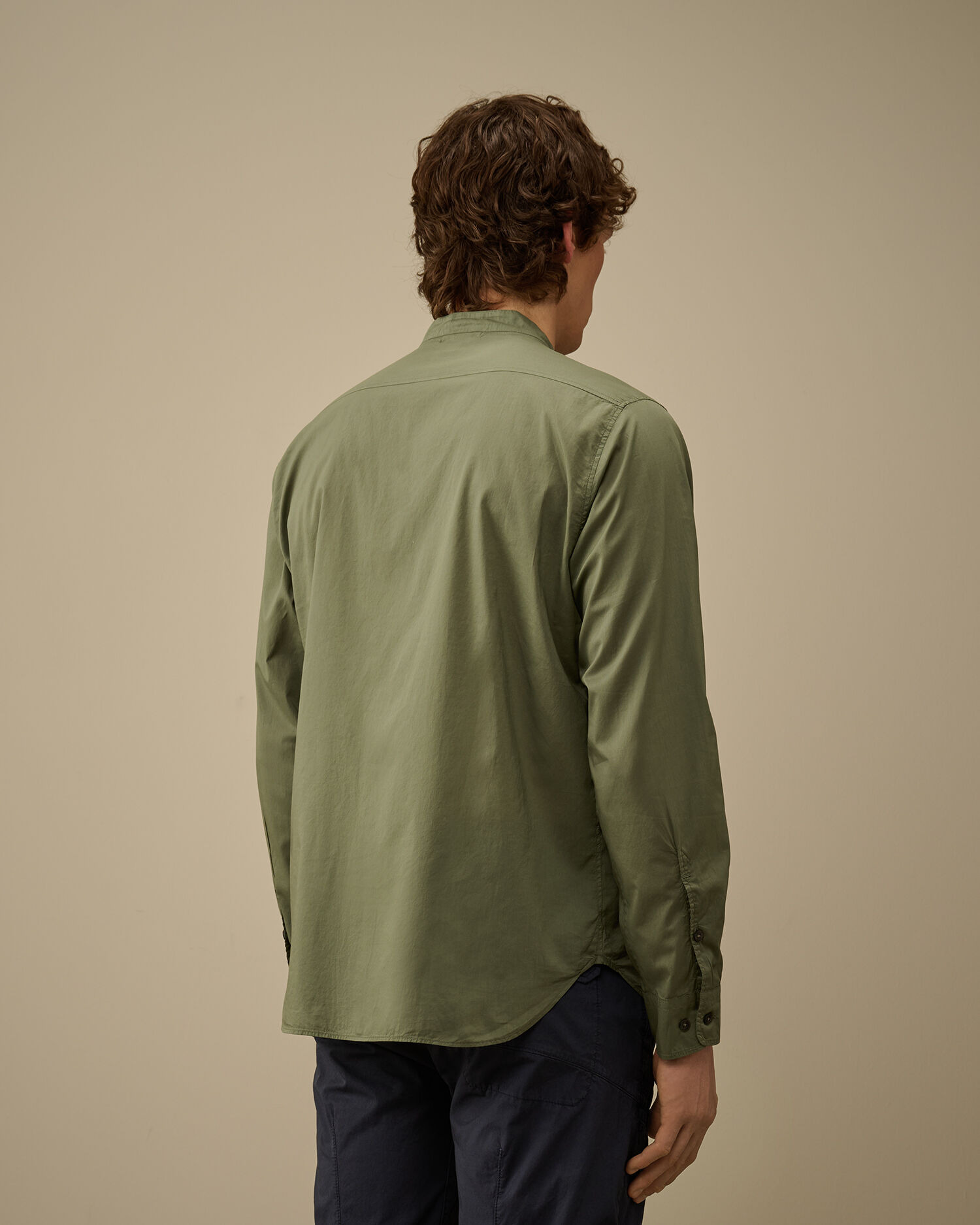 Light Mussola Banded Collar Shirt - 4