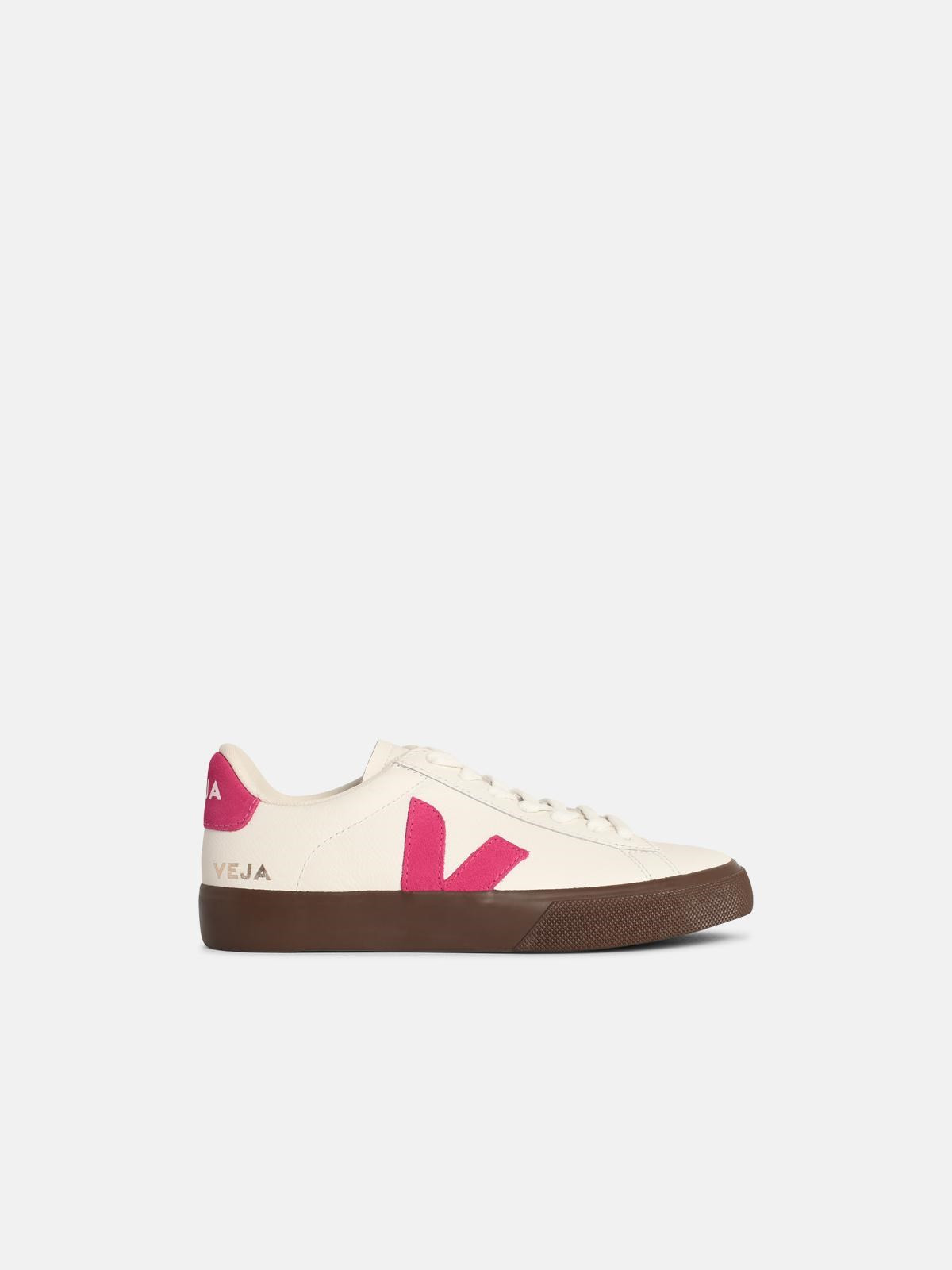 'CAMPO' WHITE AND FUCHSIA LEATHER SNEAKERS - 1