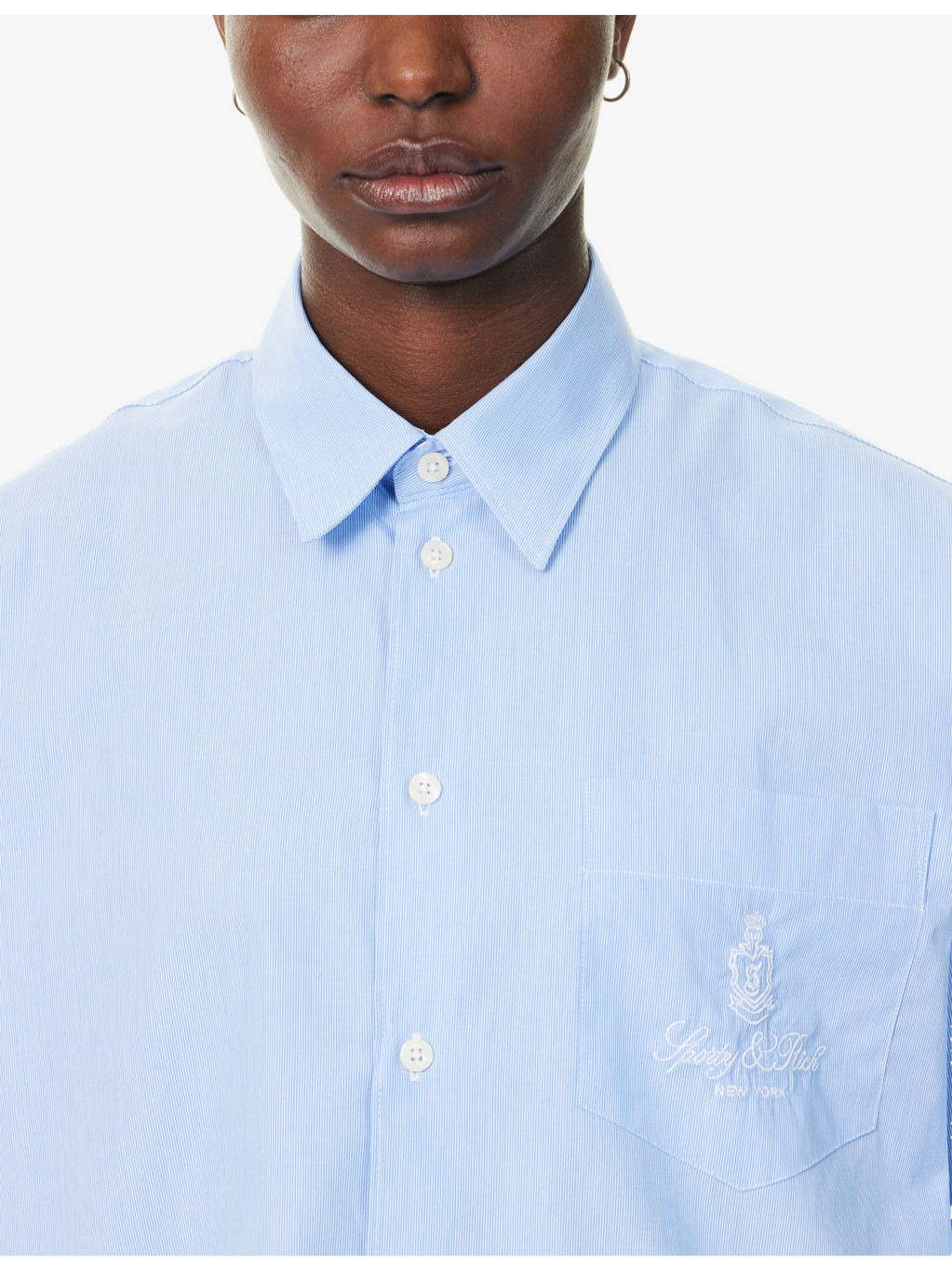 Embroidered-Logo Striped Cotton Shirt - 5