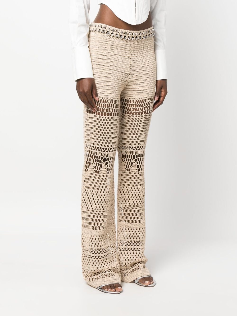 high-waisted knitted trousers - 3