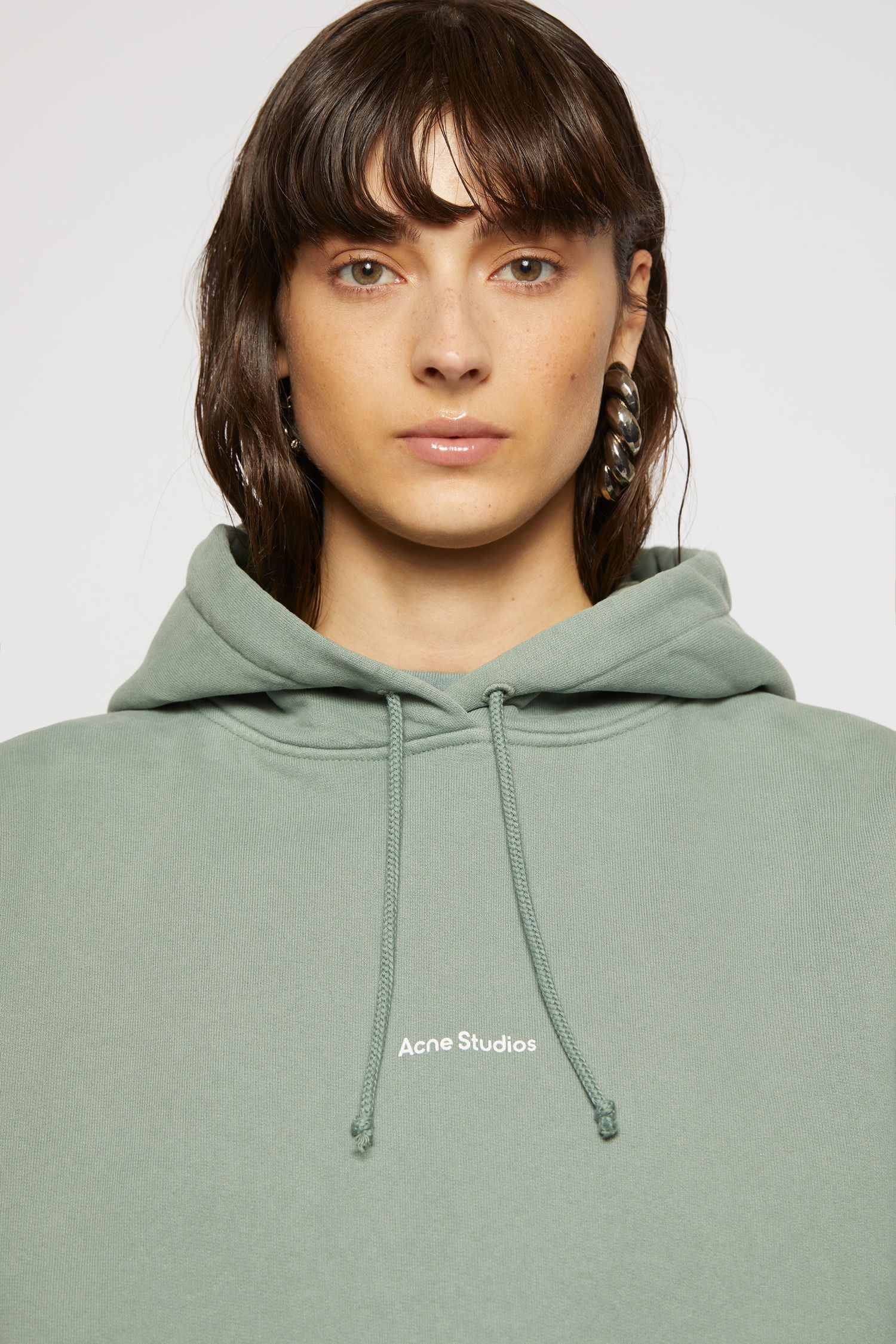 Logo-print hooded sweatshirt dusty green - 5