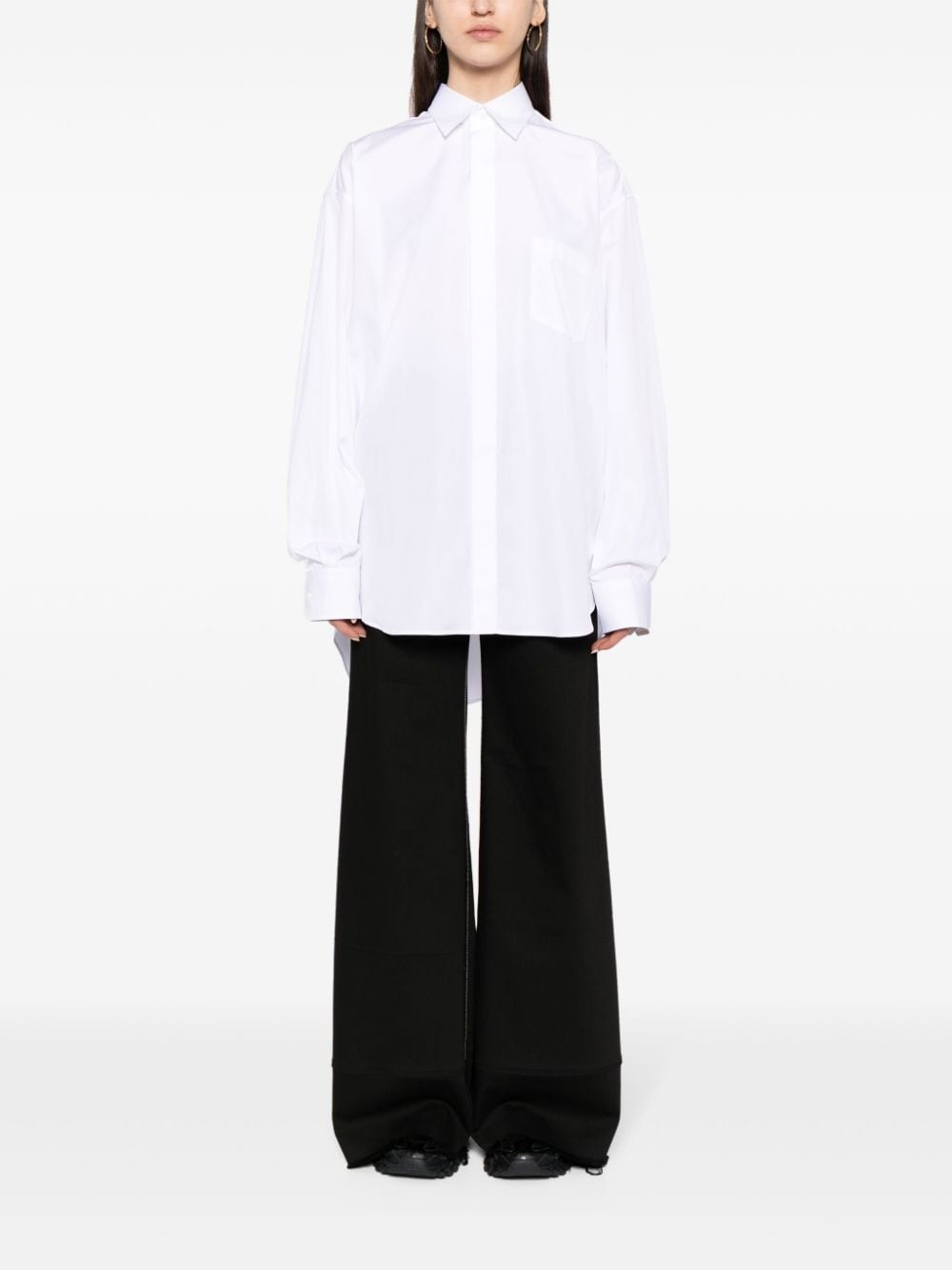 logo-tag cotton shirt - 3