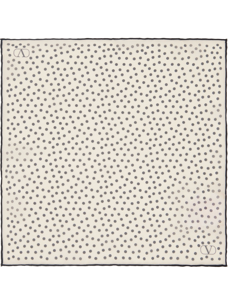 Beige Chez Valentino Silk Pocket Square 1