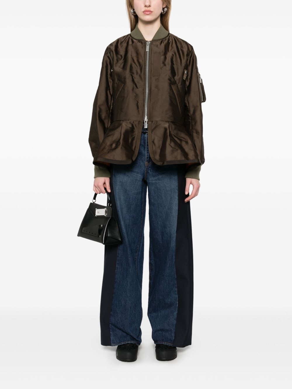 contrast-panel wide-leg jeans - 2