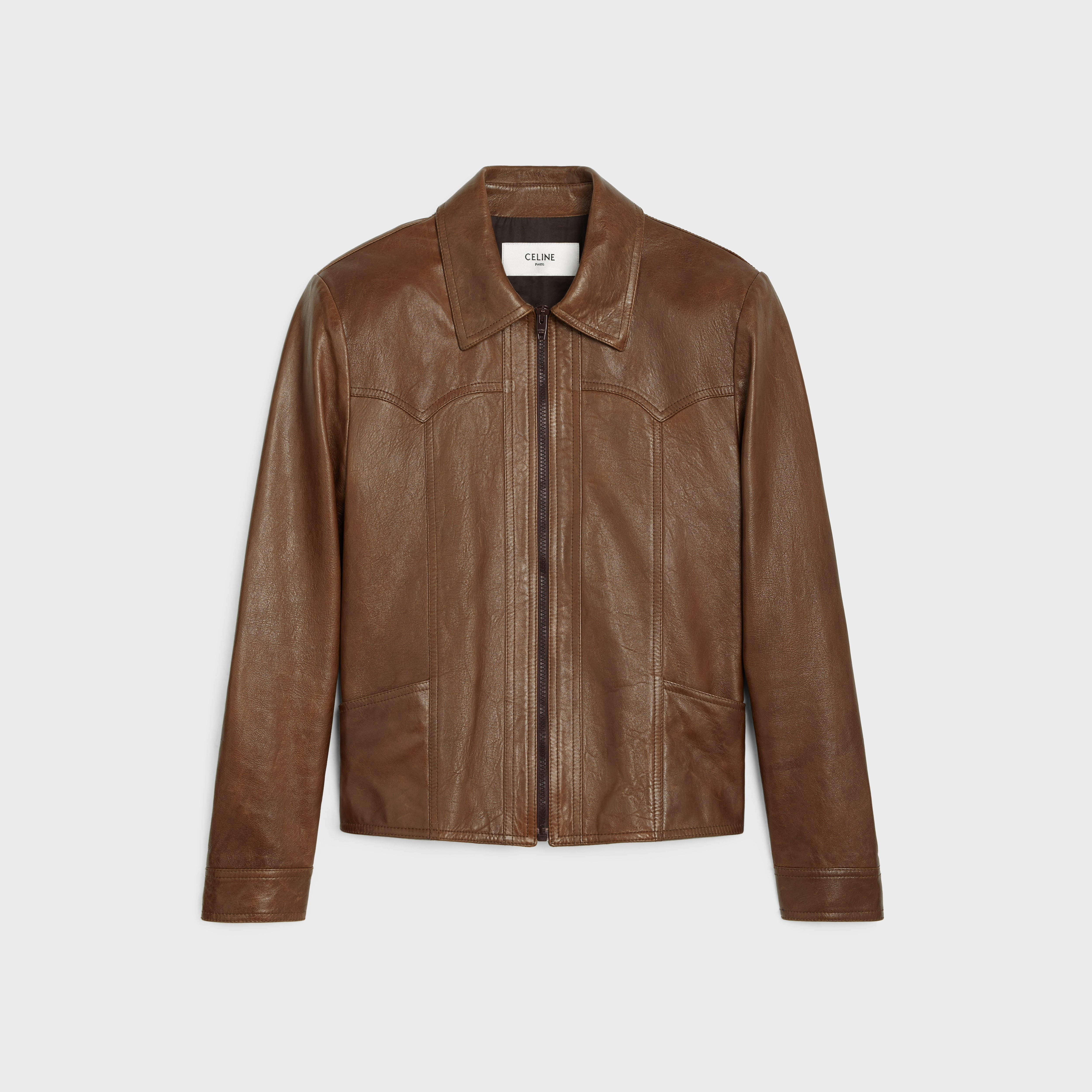 western blouson jacket in wax-effect lambskin - 1