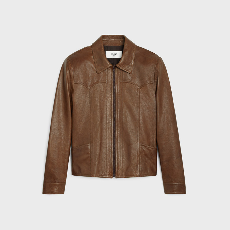 western blouson jacket in wax-effect lambskin 1