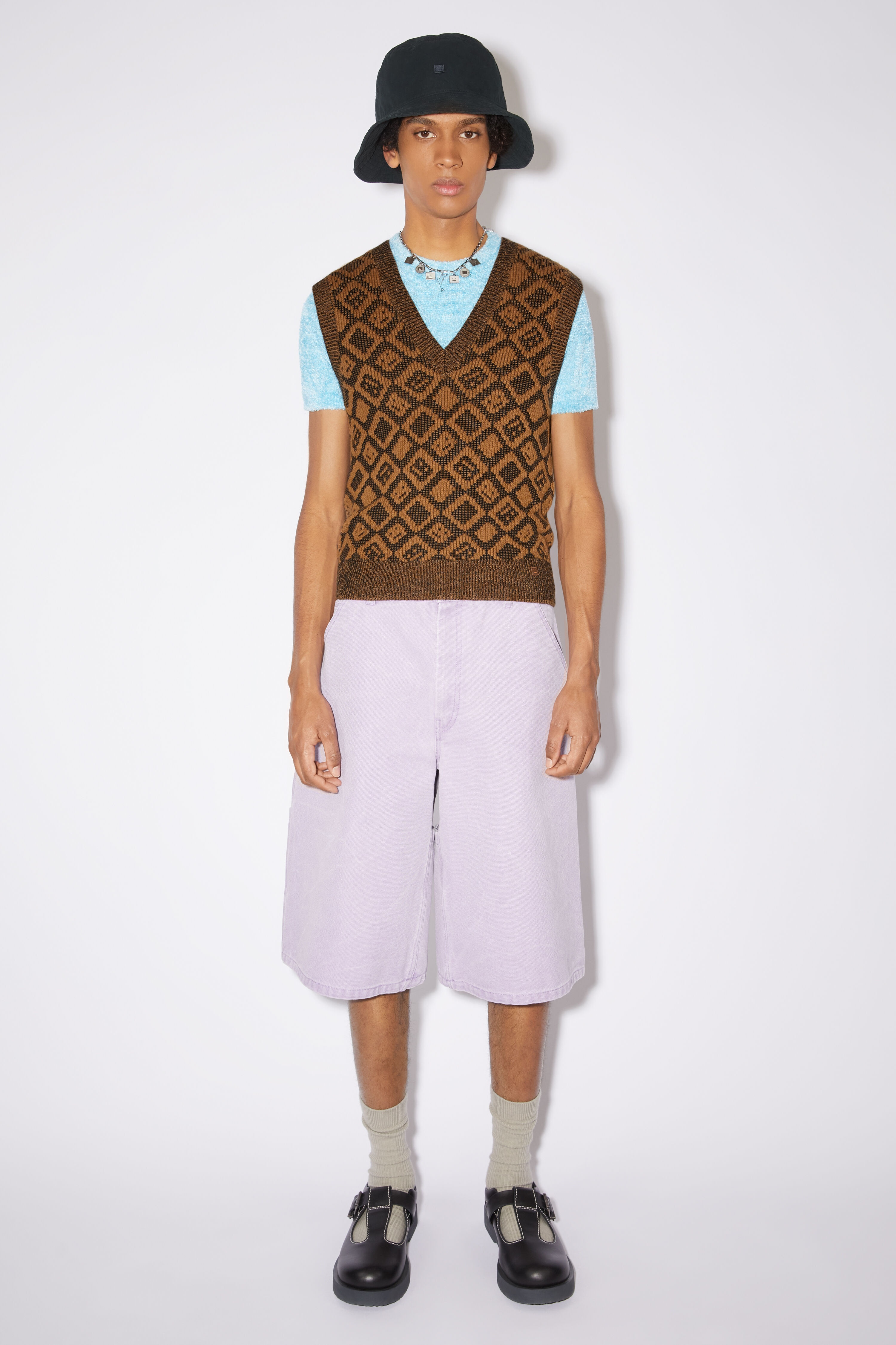 Face tiles vest - Toffee brown/black - 2