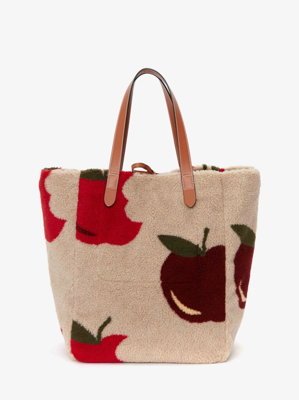 BELT TOTE - FLEECE TOTE BAG WITH APPLE MOTIF - 5