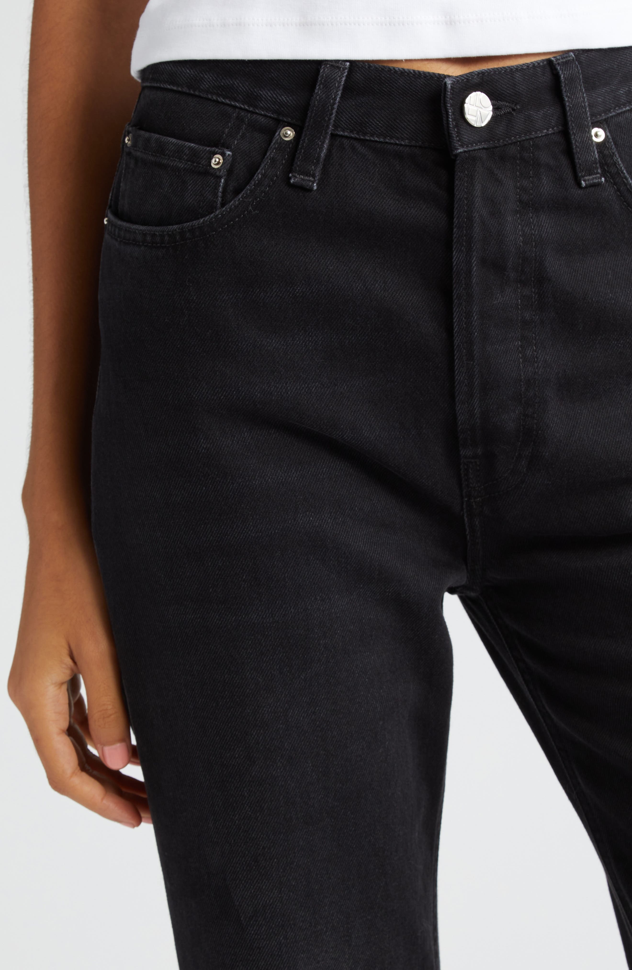 TOTEME Classic High Waist Rigid Straight Leg Jeans in Faded Black at Nordstrom - 5