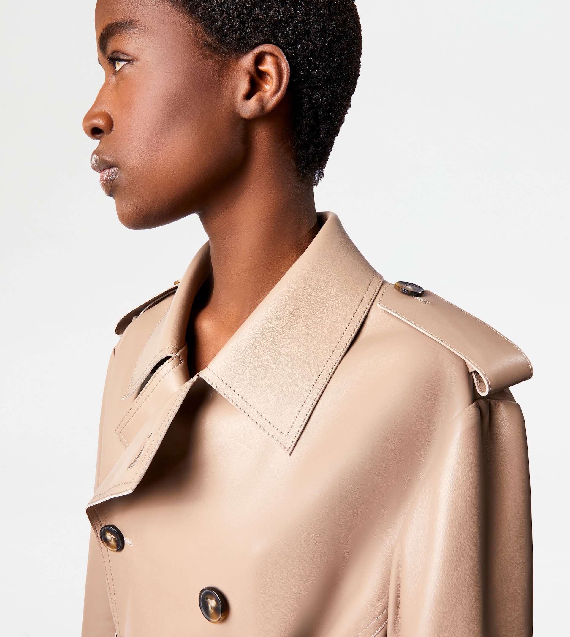 TRENCH COAT IN LEATHER - BROWN - 5