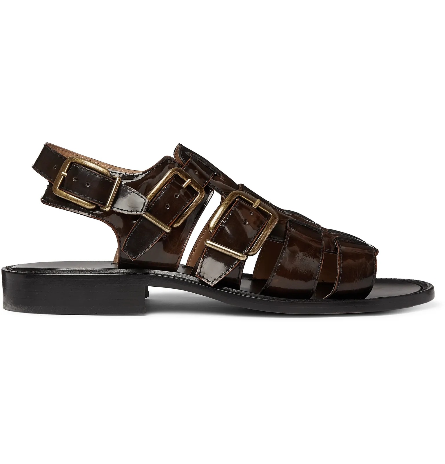 Woven Patent-Leather Sandals - 1