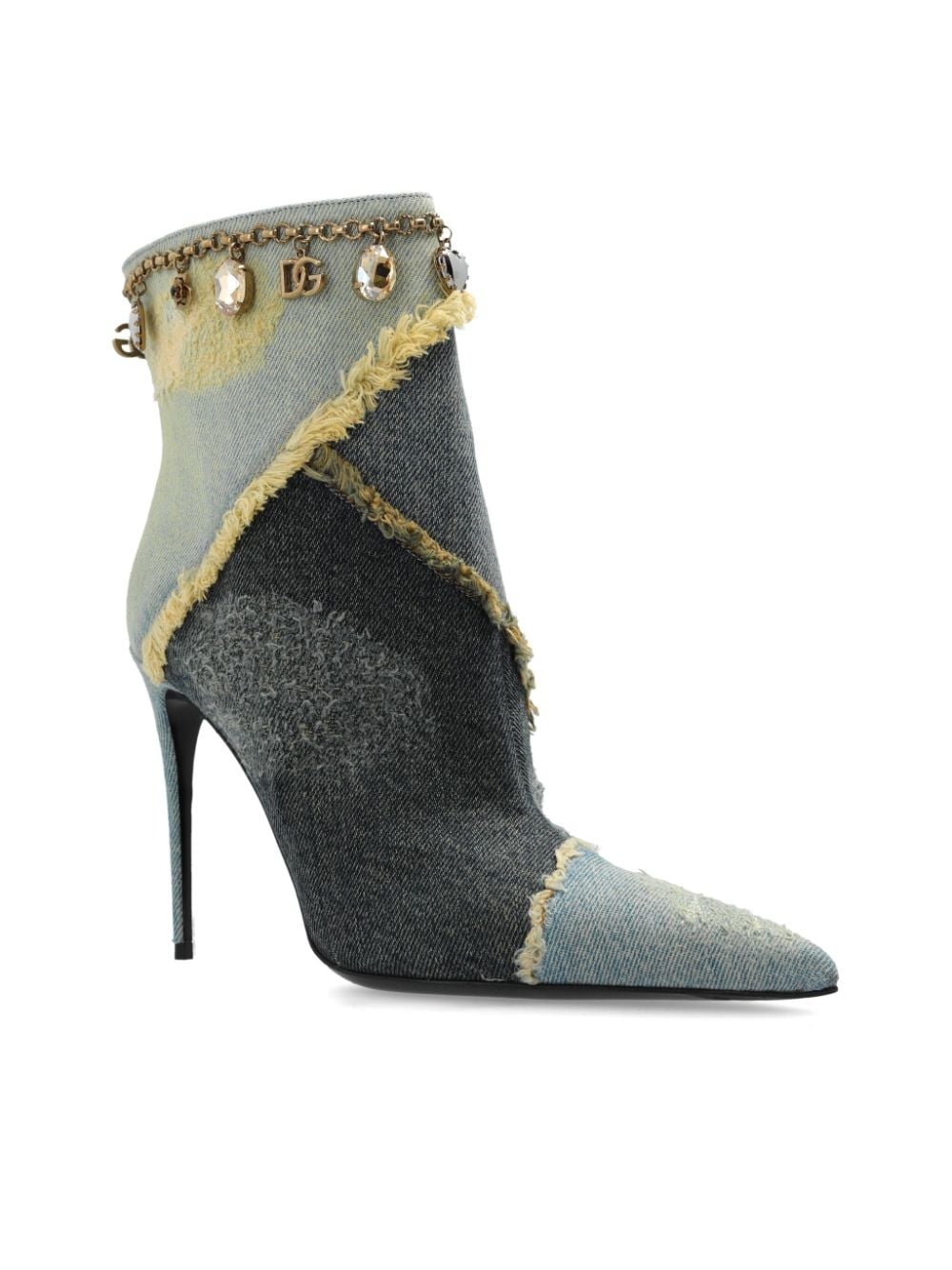 distressed denim boots - 4