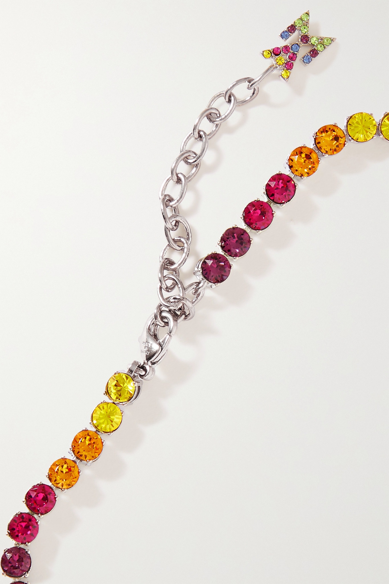 Amina Muaddi Silver-tone crystal anklet | REVERSIBLE