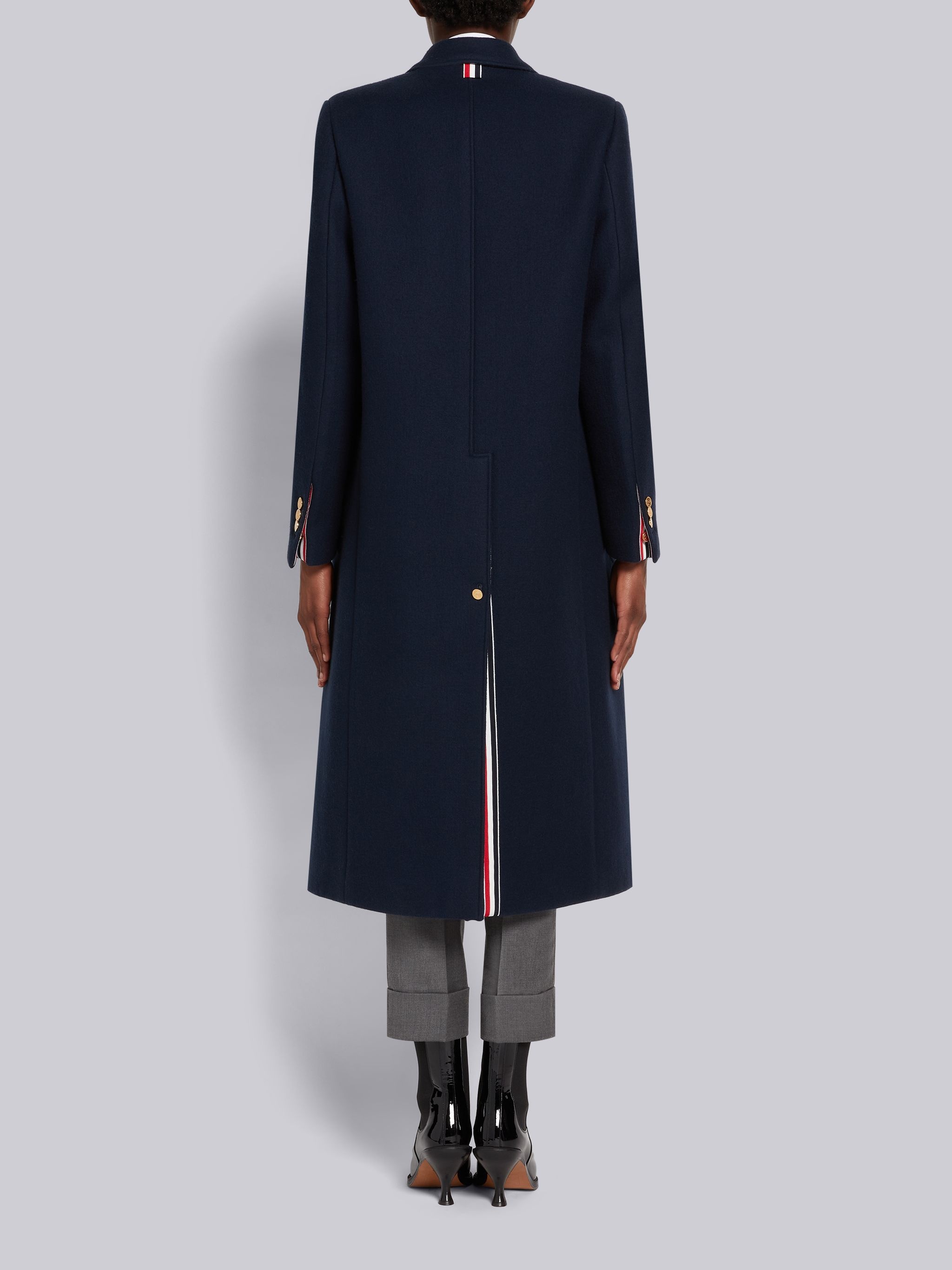 Navy Boiled Wool Oversized Double-breasted Sack Overcoat - 3