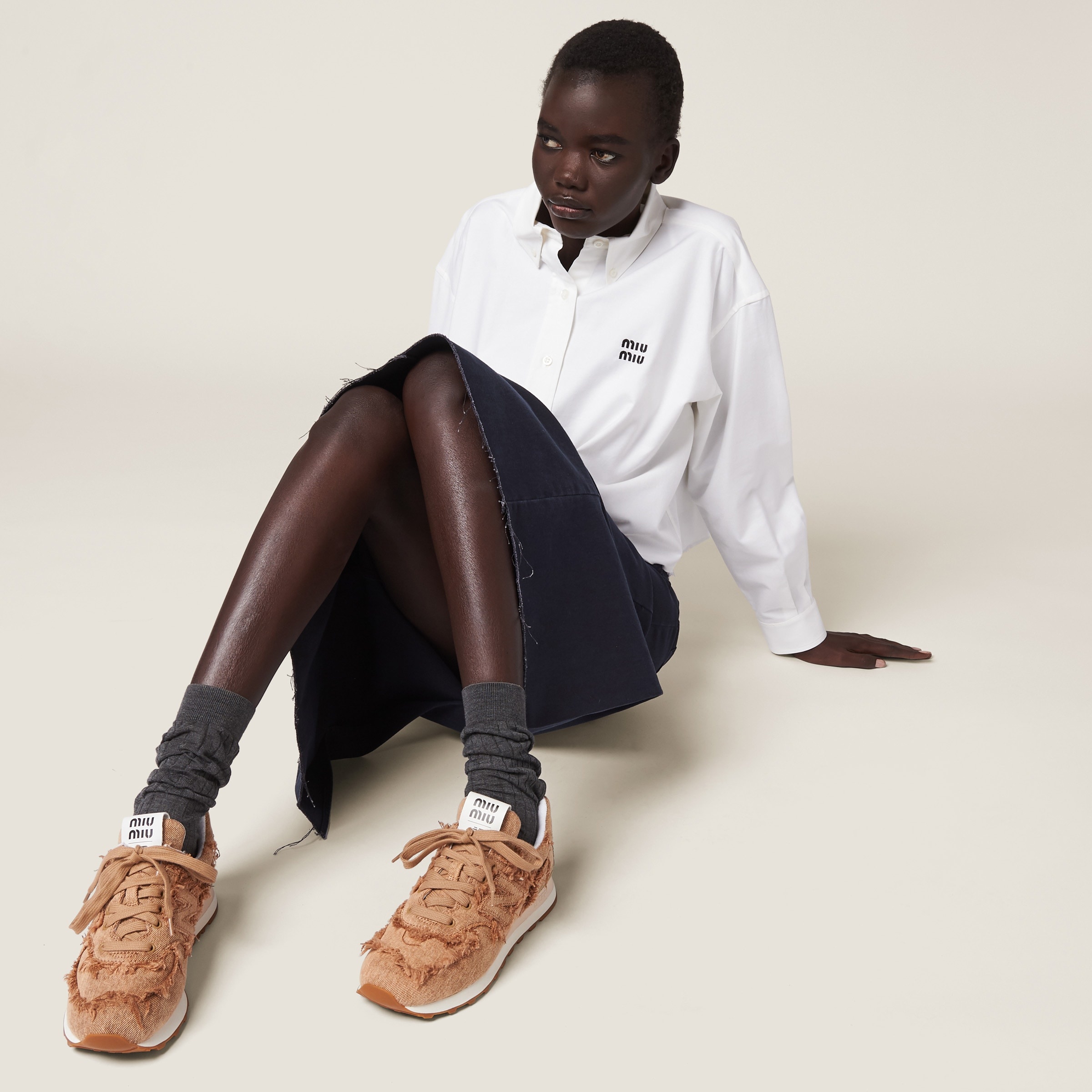 New Balance 574 x Miu Miu marbleized denim sneakers - 5