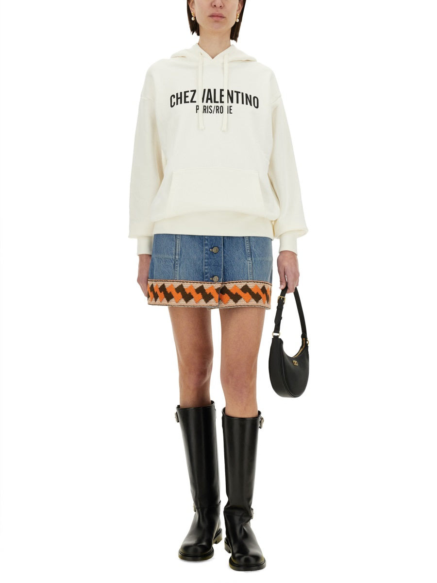 Valentino Women Cotton Hoodie With Print - 2