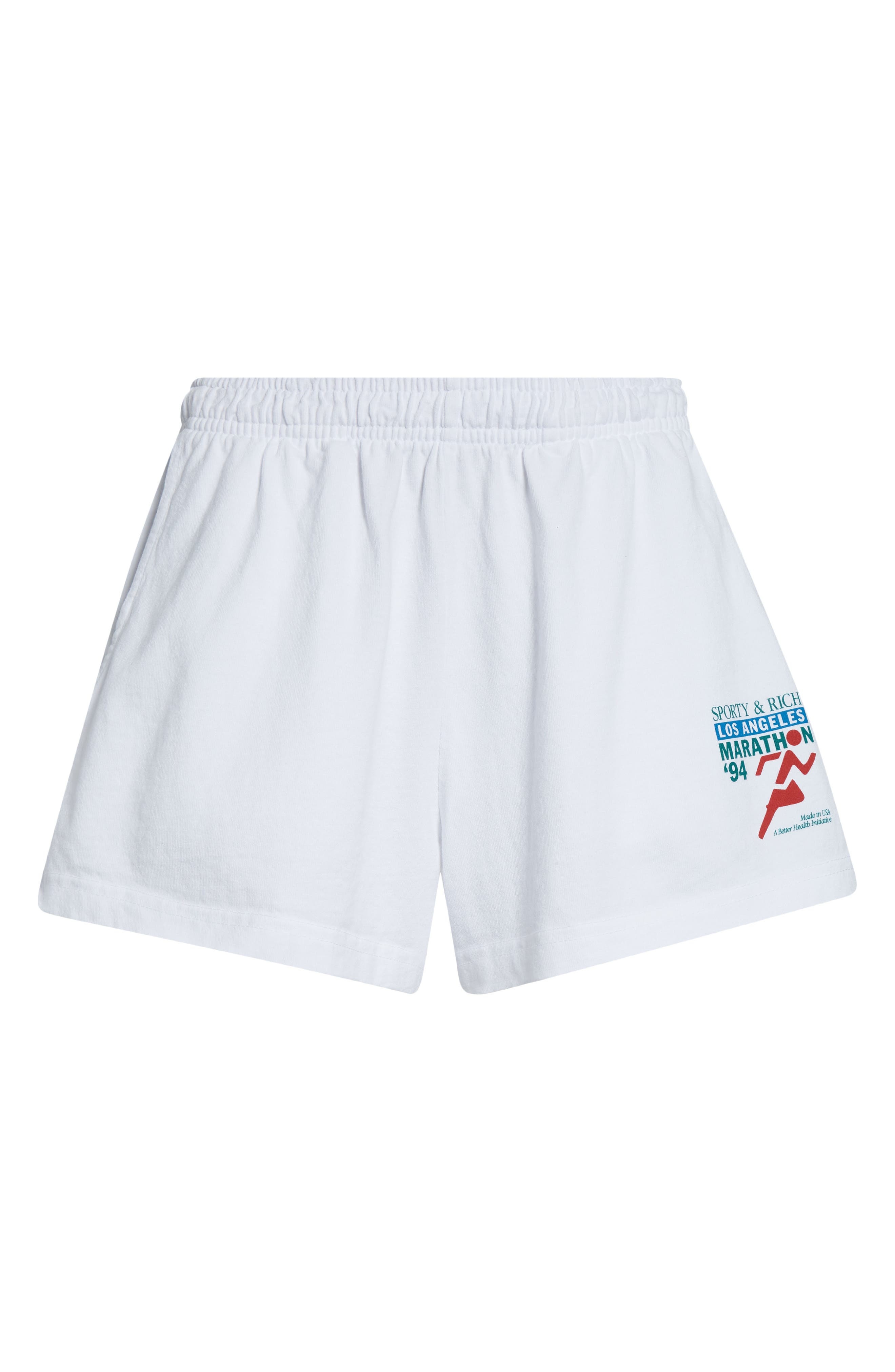 Sporty & Rich LA Marathon Cotton Disco Shorts in White at Nordstrom - 6