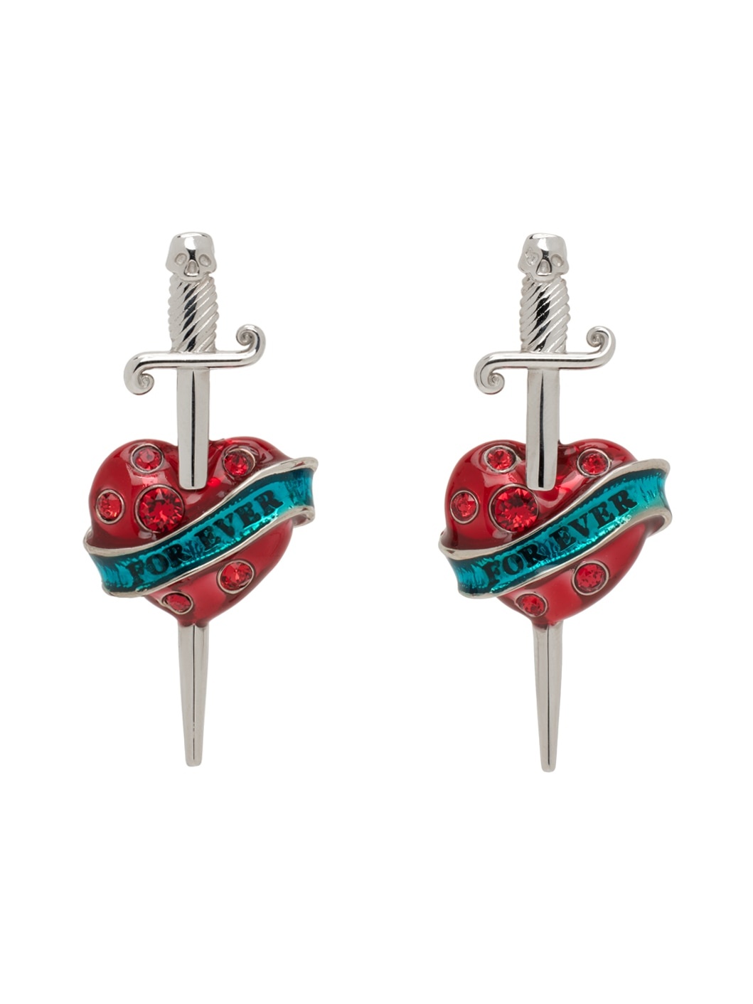 Jean Paul Gaultier Silver Heart & Sword Earrings | REVERSIBLE