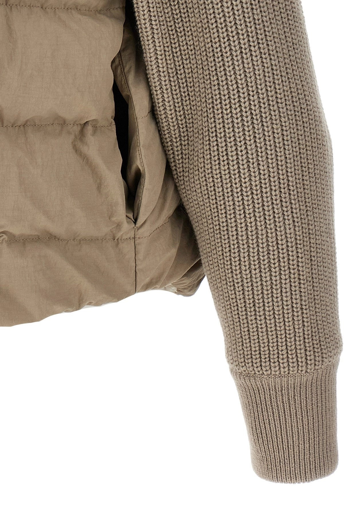 Brunello Cucinelli Women Two-Material 'Shiny Flap Detail' Down Jacket - 4