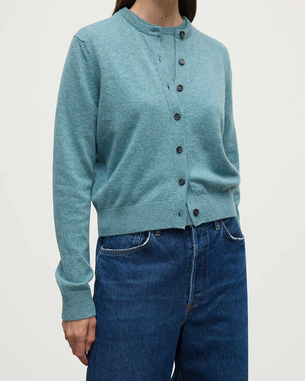 Classic Cashmere Green Cardigan - 5