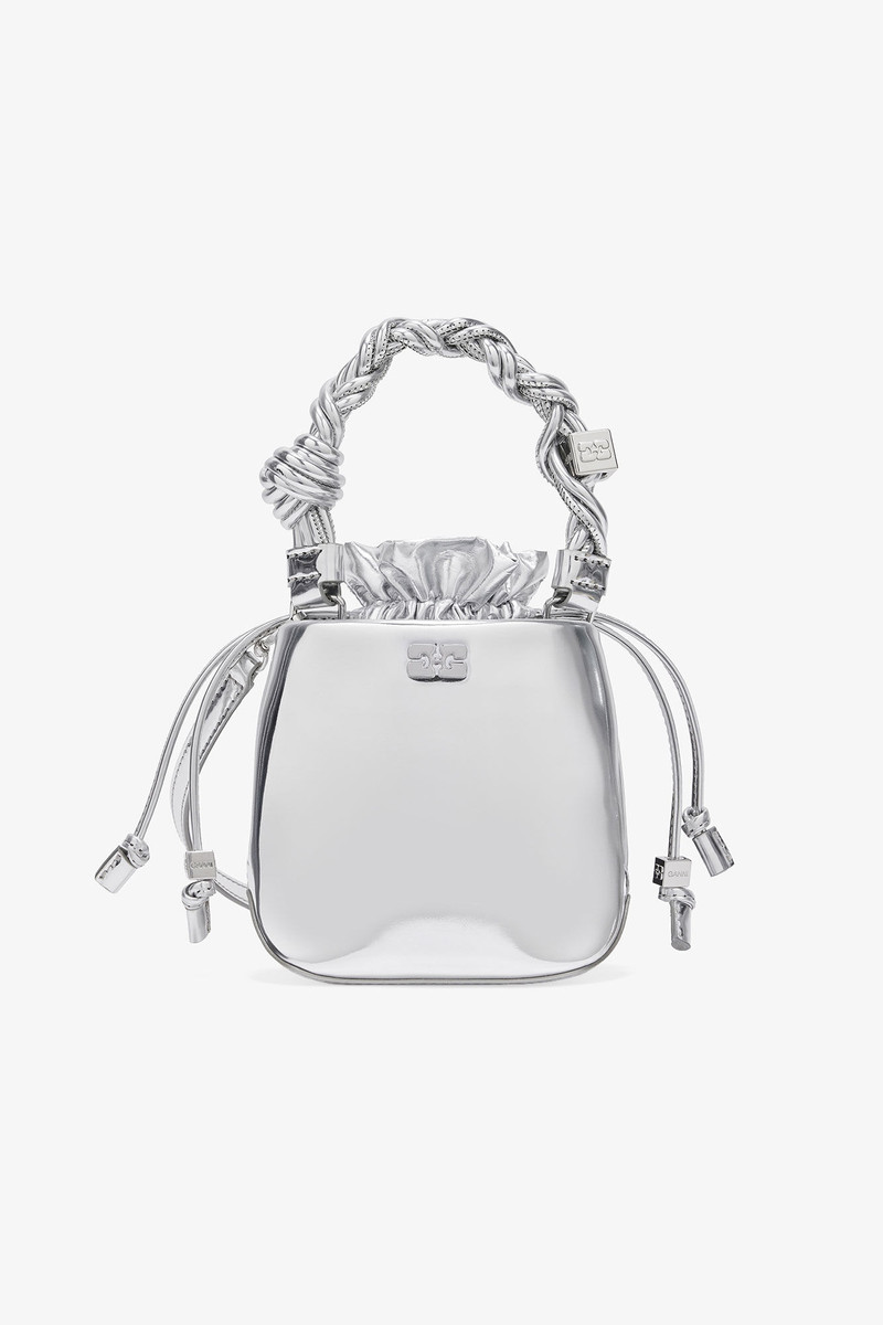 SILVER MINI GANNI BOU BUCKET BAG 1