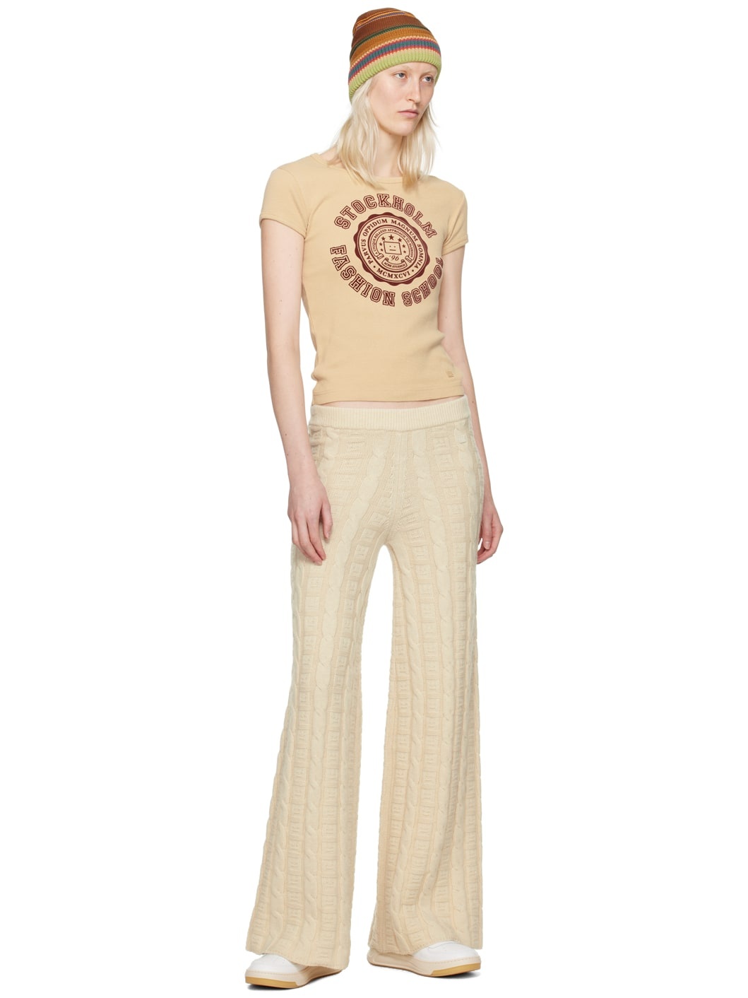 Beige Cable Trousers - 4