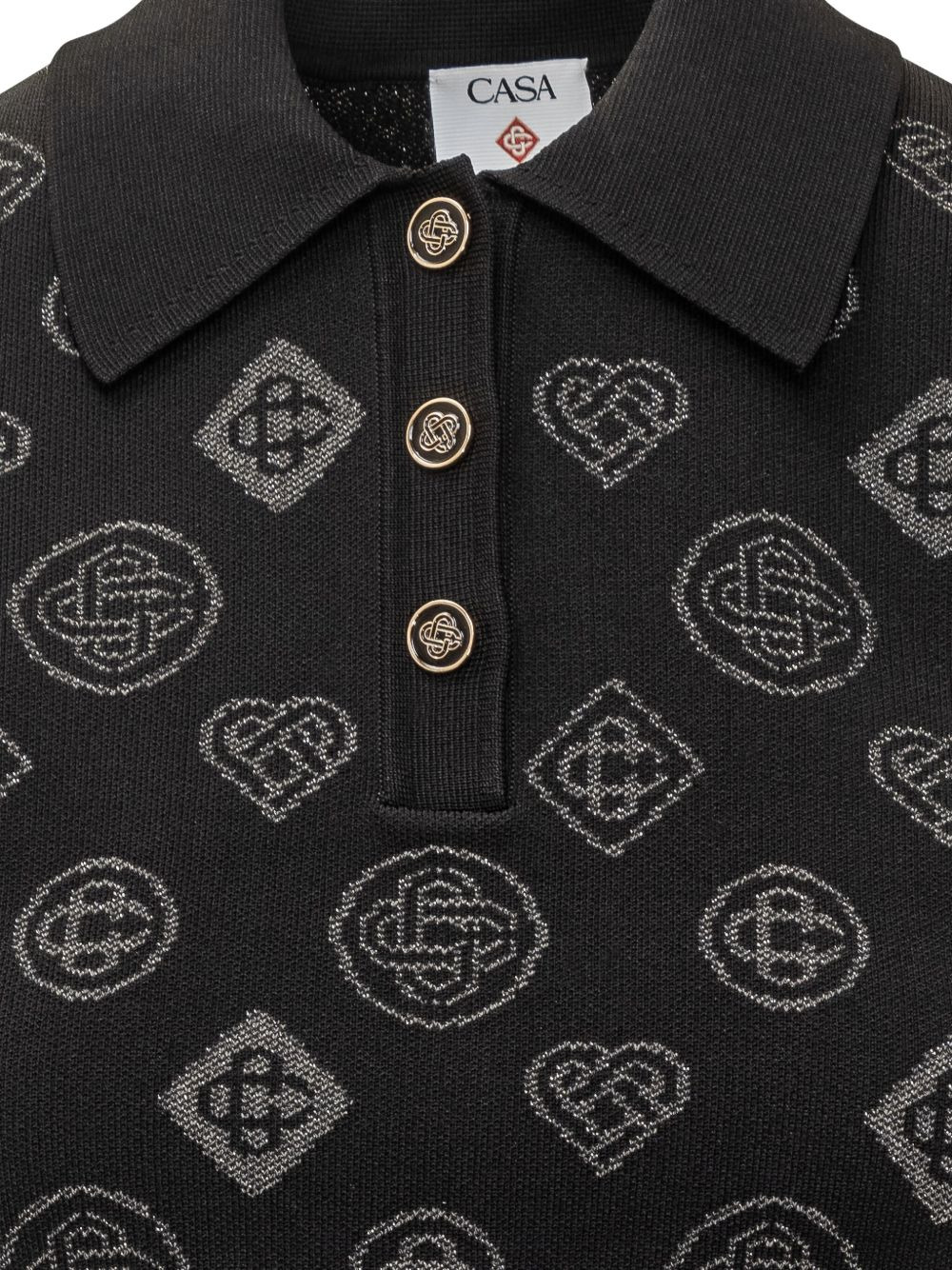 jacquard buttoned polo shirt - 3