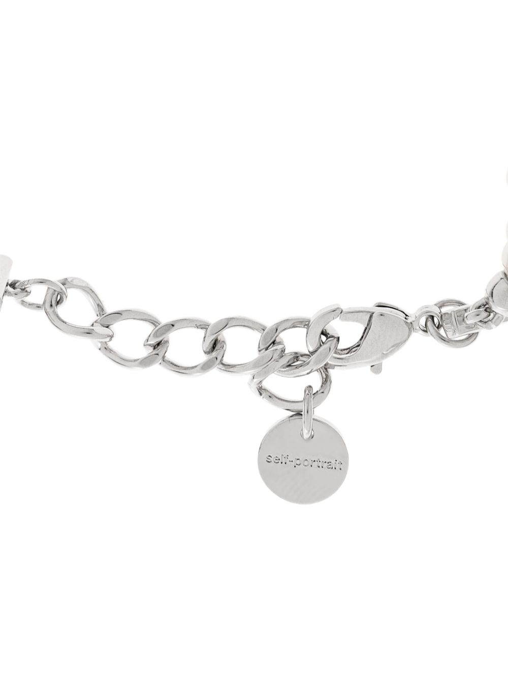 crystal-bow faux pearl-double strand bracelet - 3