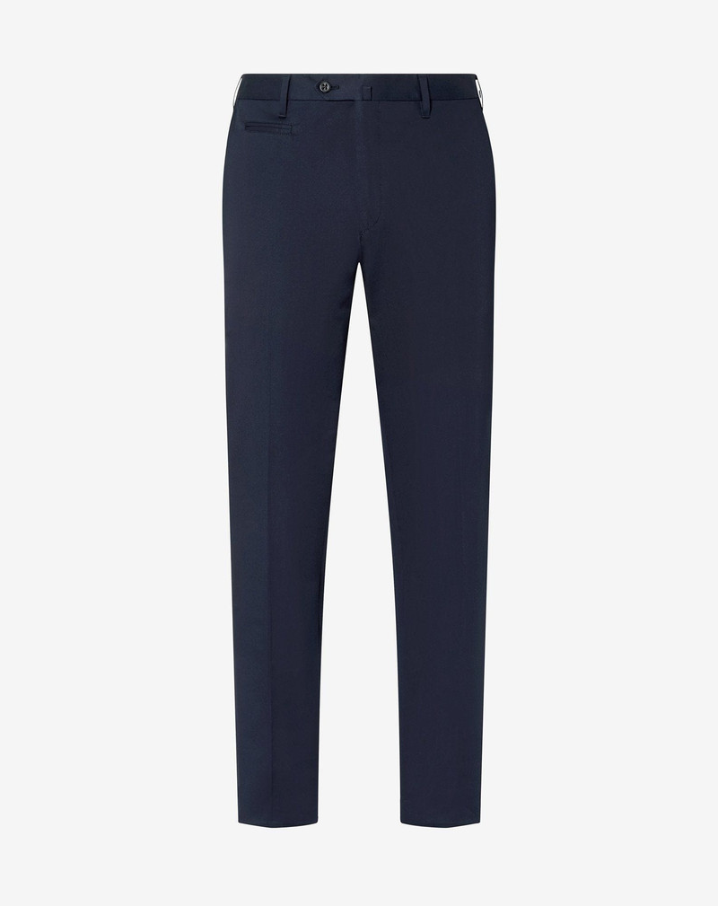 Blue stretch cotton gabardine trousers - 1