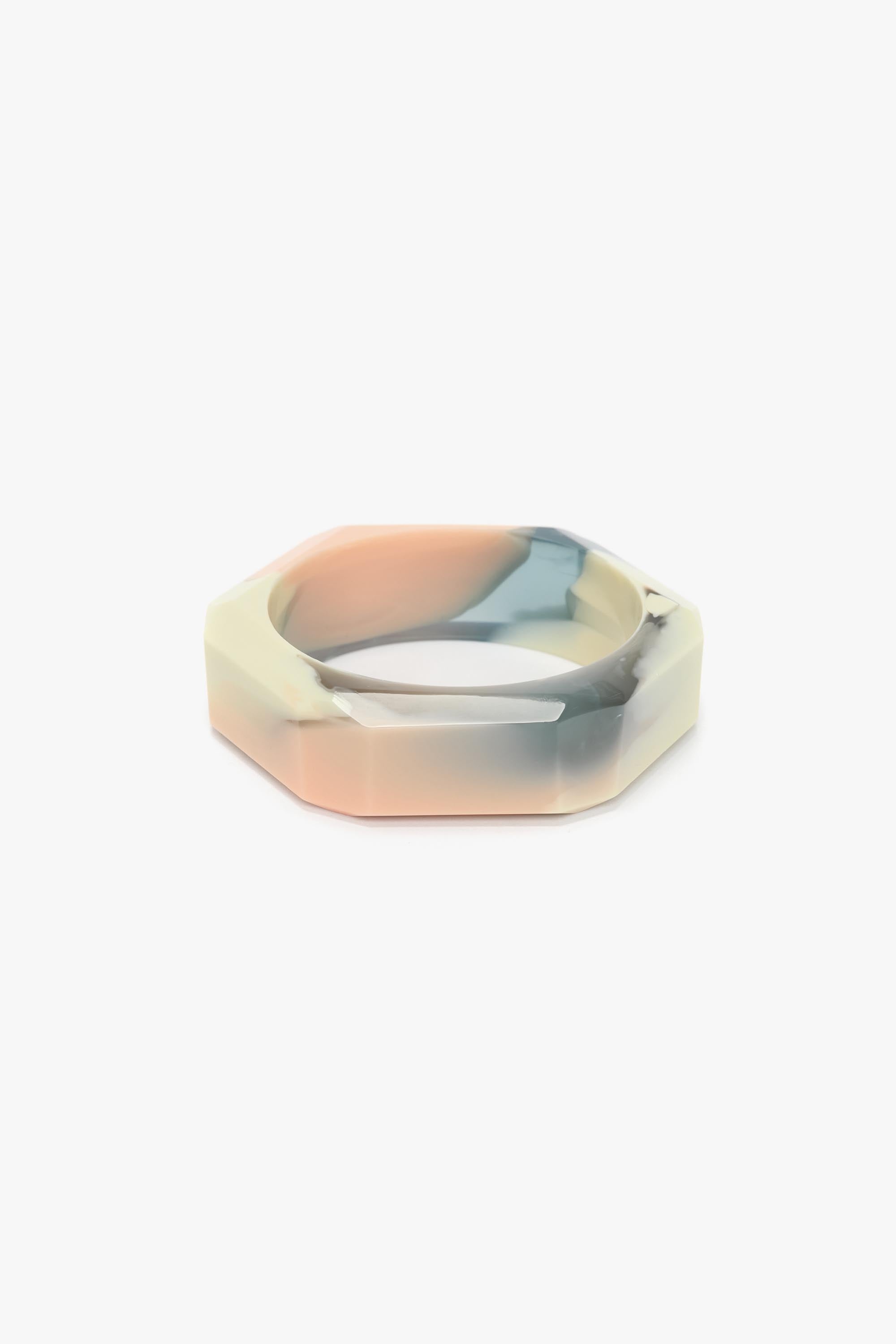 Resin Hexagonal Bangle In Peach-Vanilla - 1