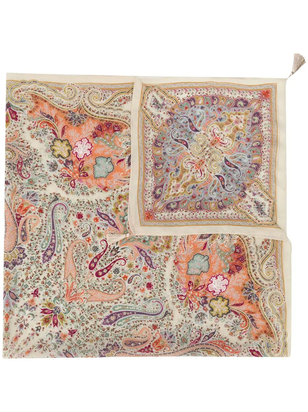 paisley print crinkle-chiffon scarf - 1