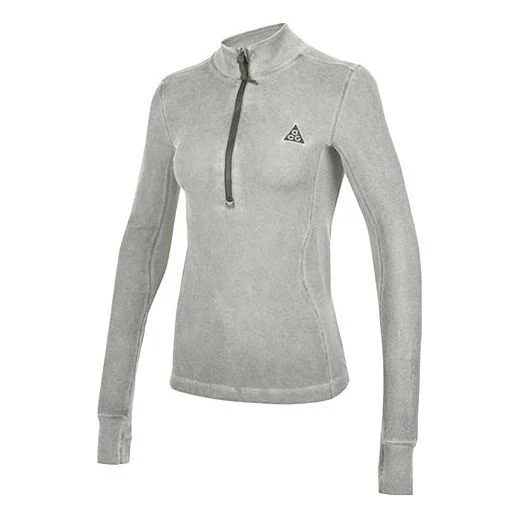 (WMNS) Nike Acg Steeple Rock Half Zipper Slim Fit Long Sleeves Gray T-Shirt DH3096-010 - 1